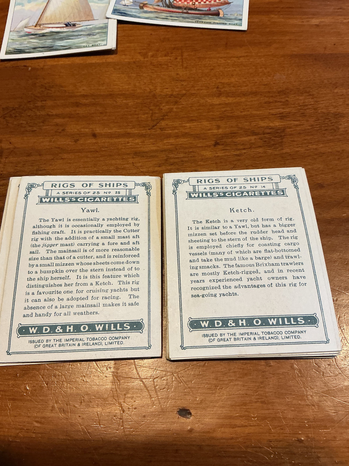 Lot of 25 Wills’s Cigarettes Cards ( Rigs of Ships )