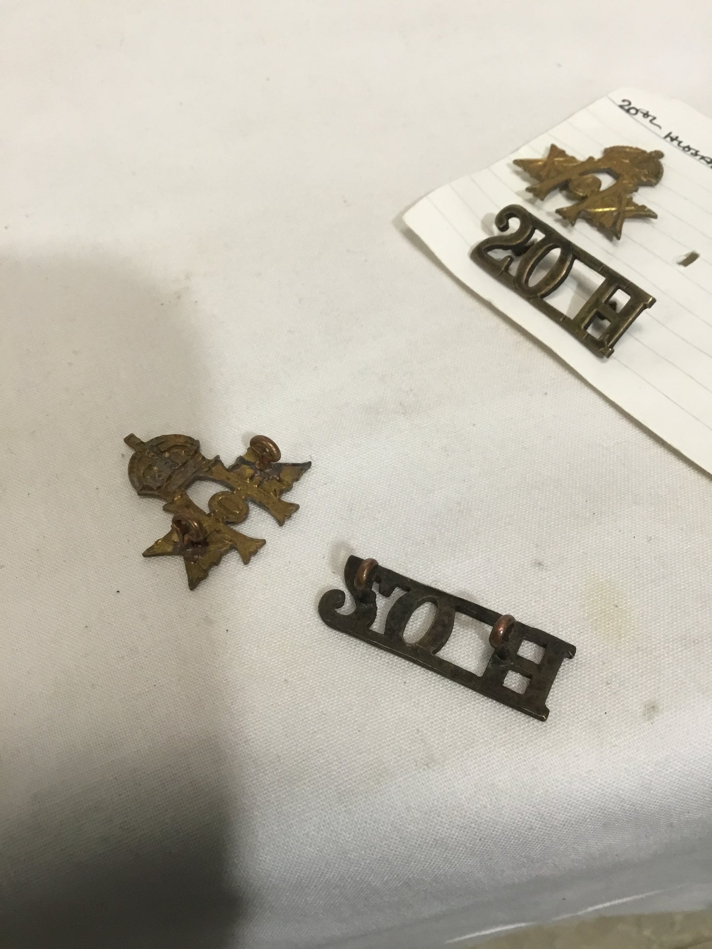 original British pair of Collar Badges and Shoulder Titles of the 20th Hussars