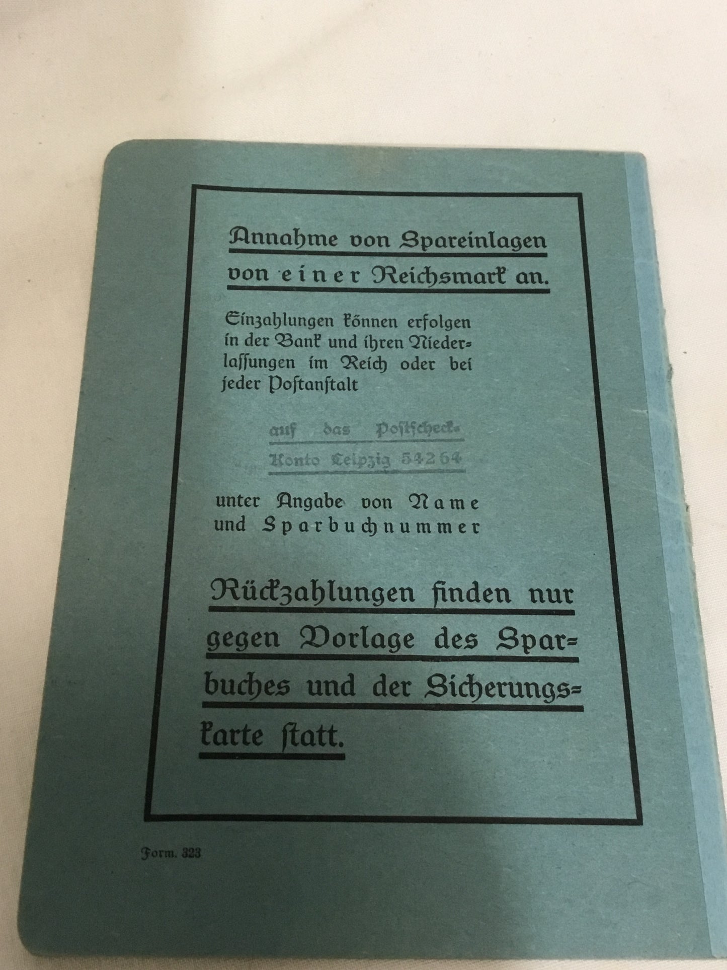 WW11 German Worker Passbook / Bank Book