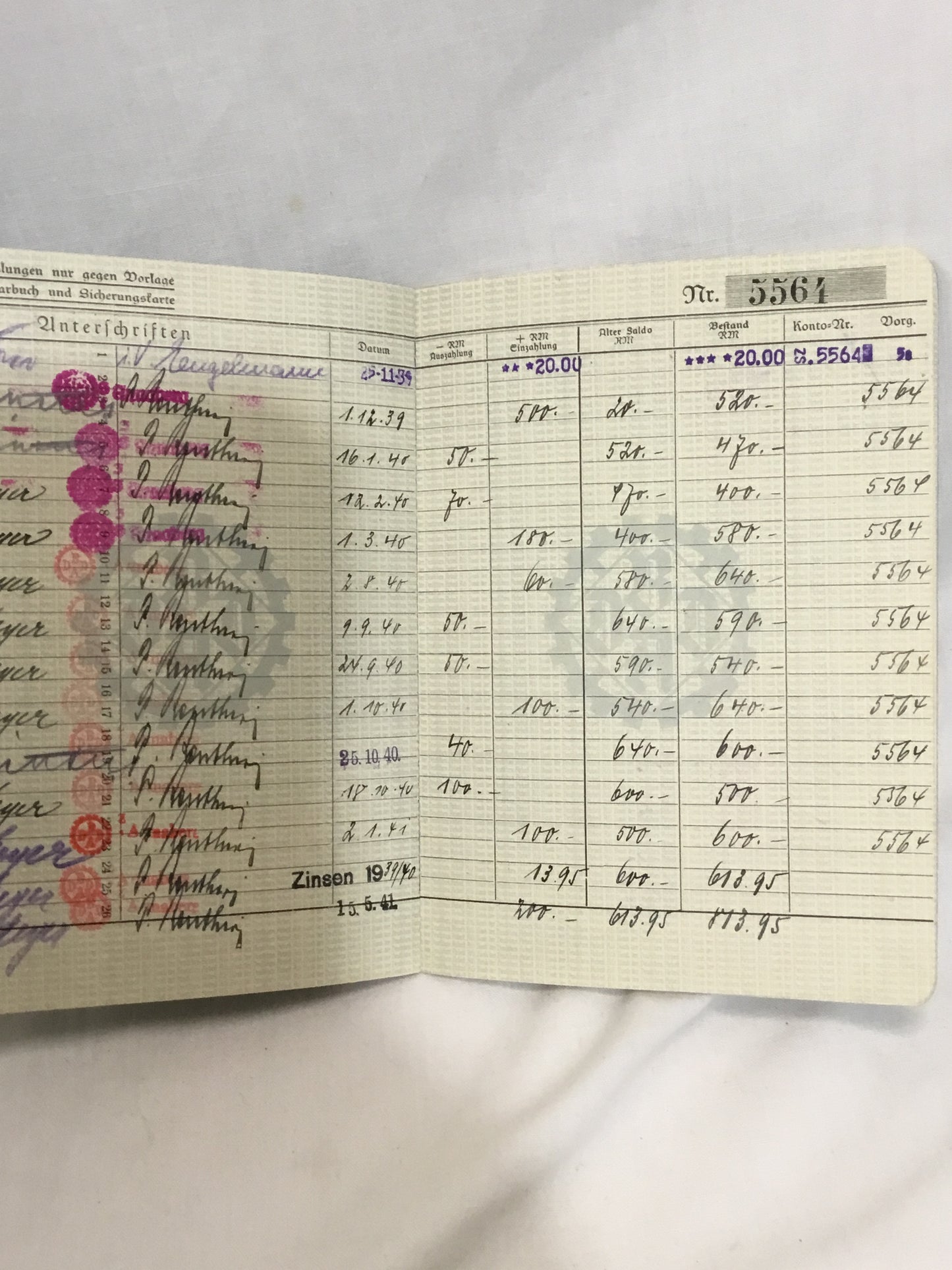 WW11 German Worker Passbook / Bank Book