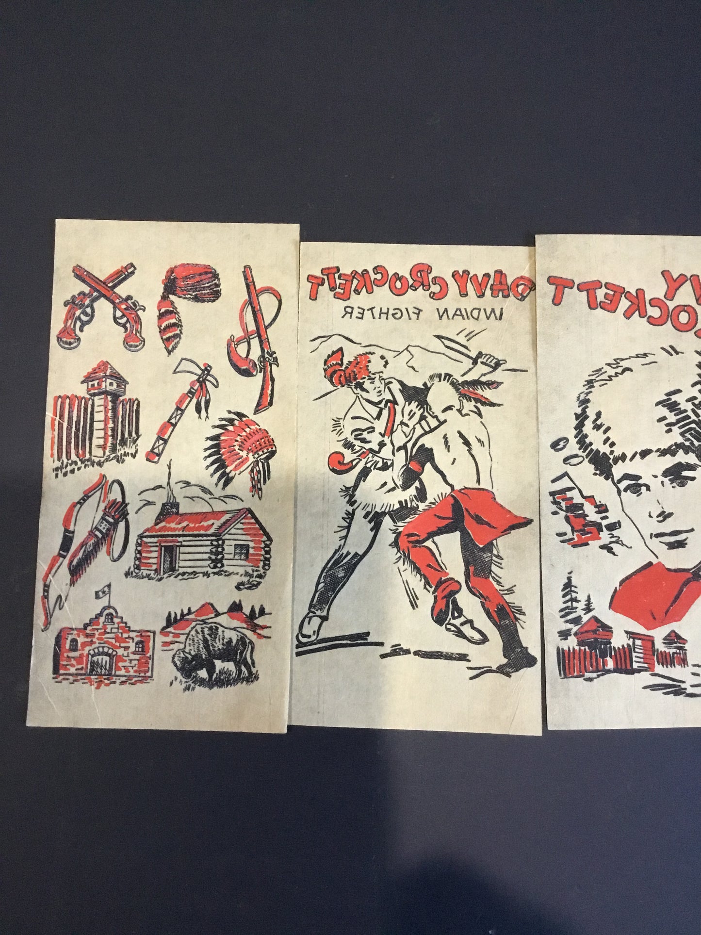 Lot of 4 Vintage 1950s Davy Crockett paper transfer sheets