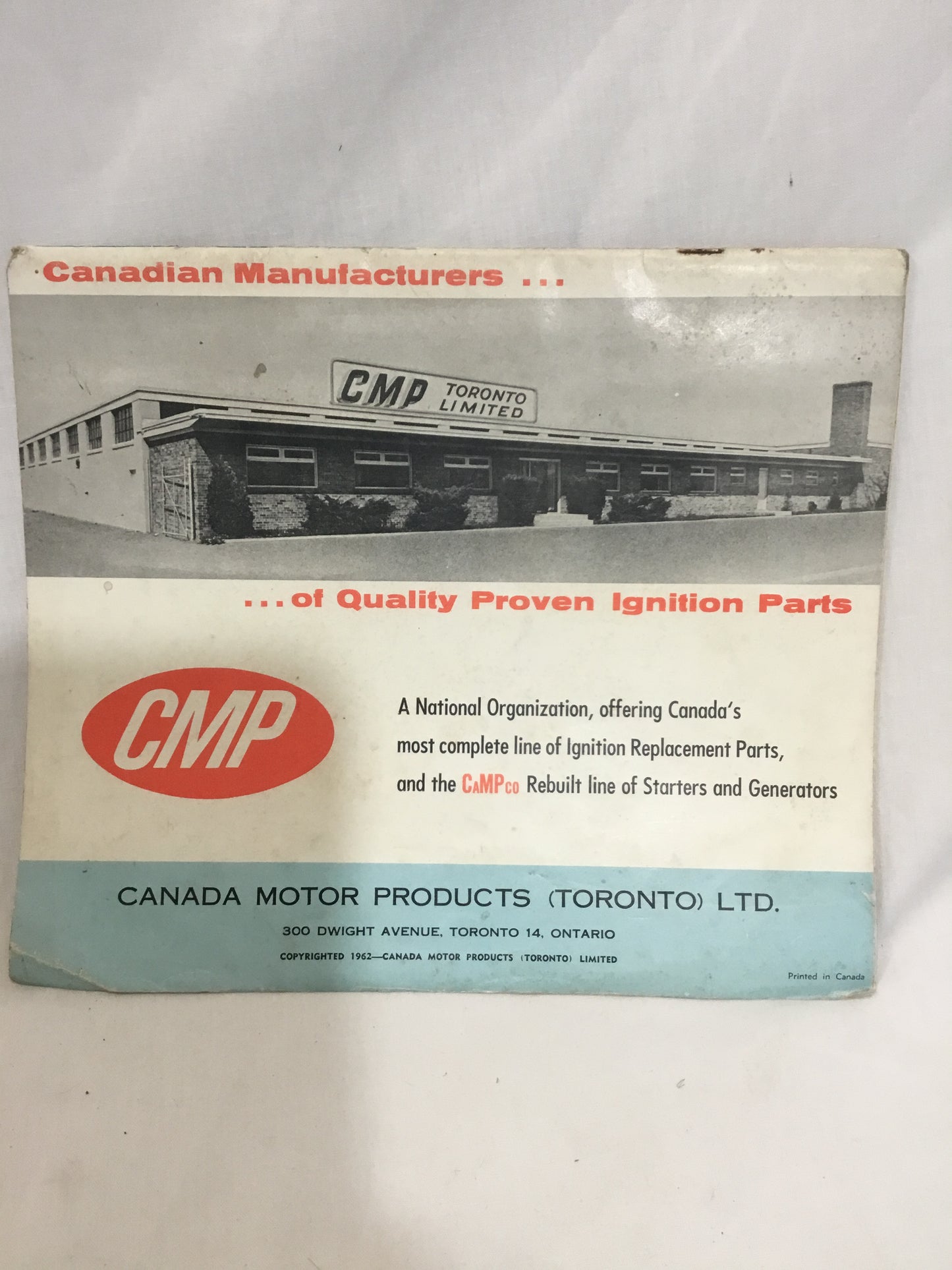 CMP 1962 Tune - up Chart ,goes from 1948 to 1962