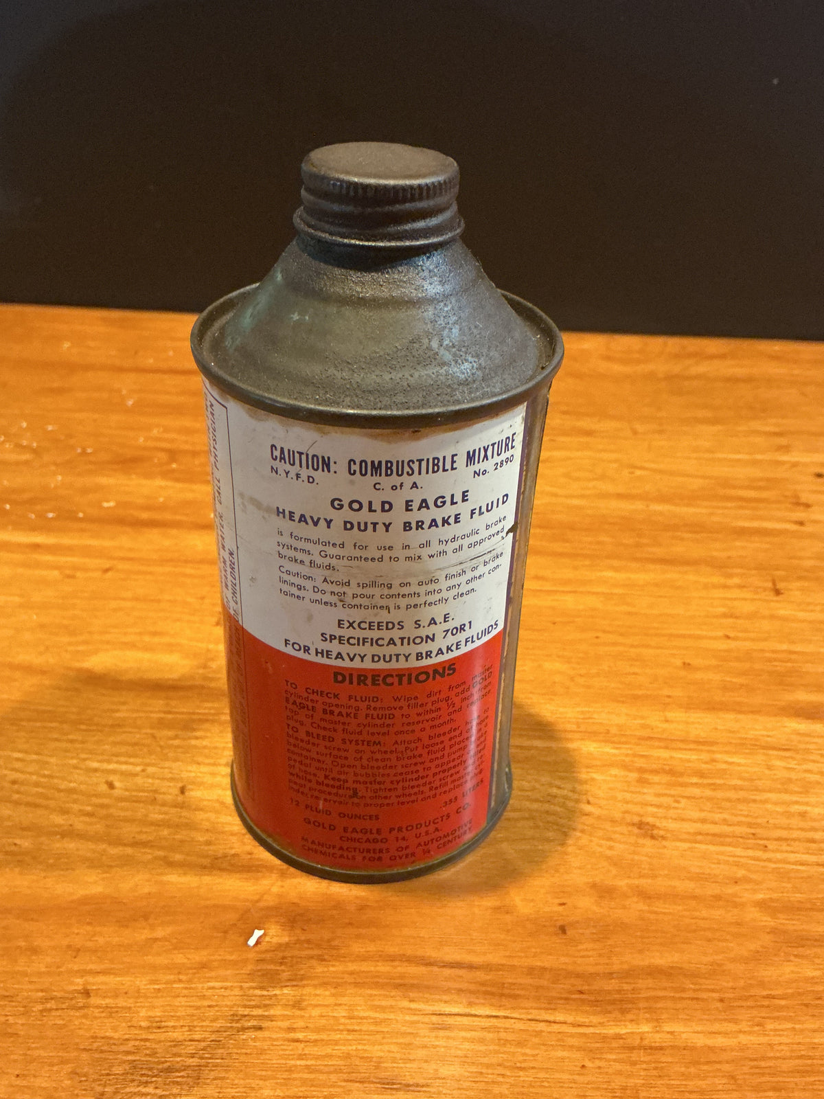 Gold Eagle Heavy Duty Hydraulic Brake Fluid Cone top Can 12 Ounces