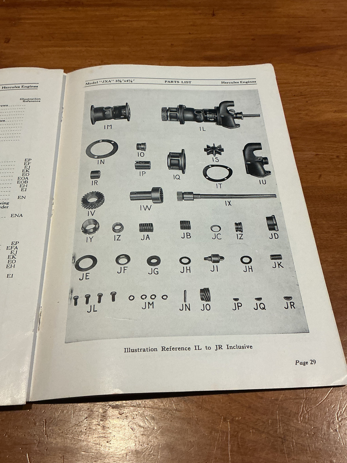 HERCULES ENGINE & PARTS LIST JX SERIES Engine 1948