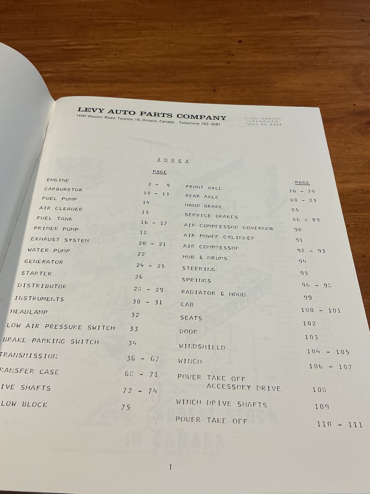 Vintage Parts Catalog GMC 2 1/2 Ton 6x6 M Series by Levy Auto Parts