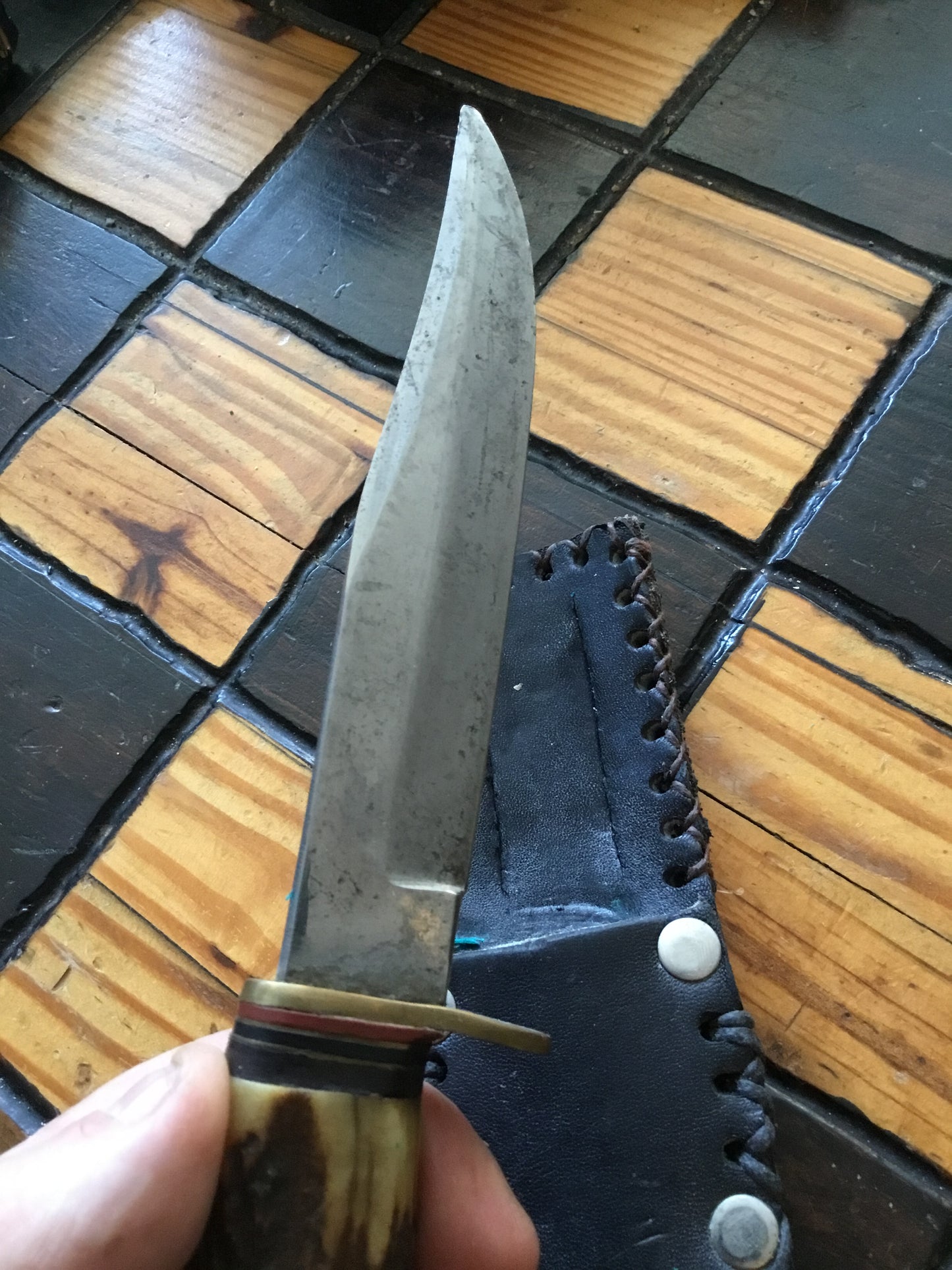 Bone Handle Fixed Blade Knife Custom Sheath