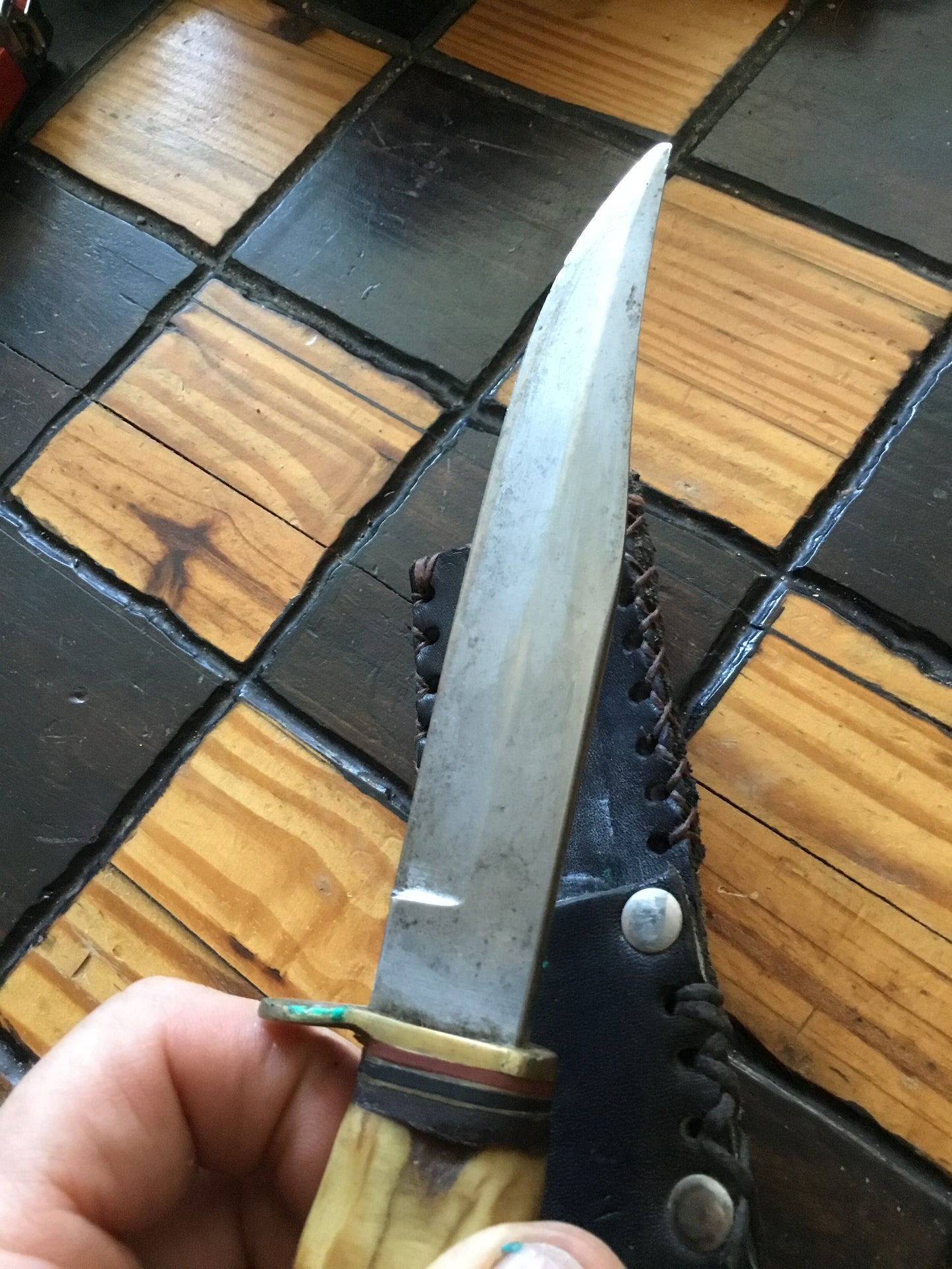 Bone Handle Fixed Blade Knife Custom Sheath