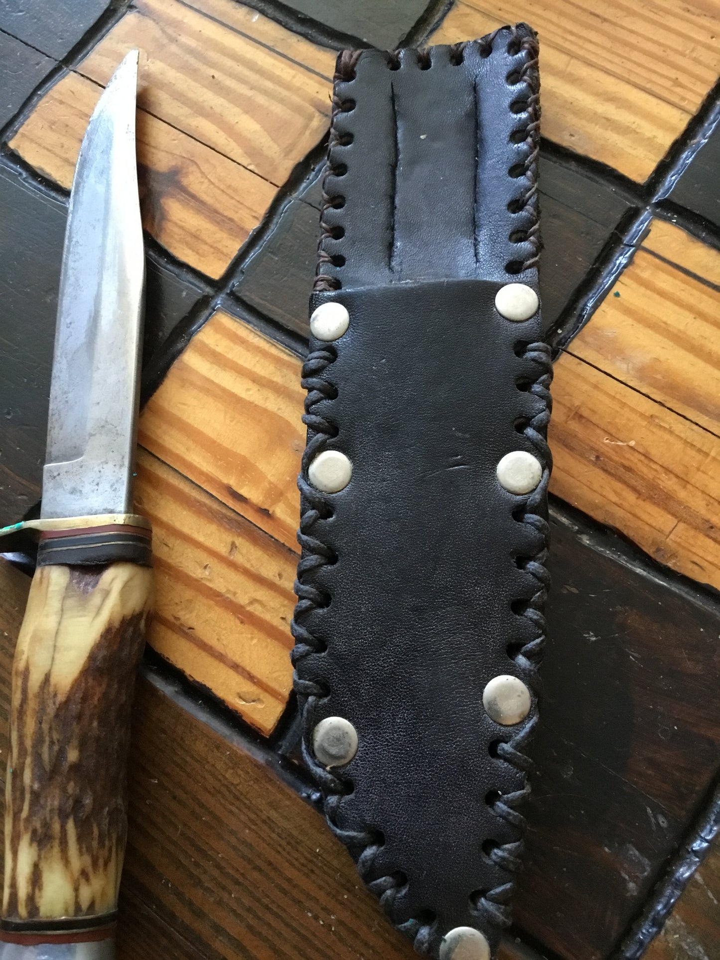 Bone Handle Fixed Blade Knife Custom Sheath