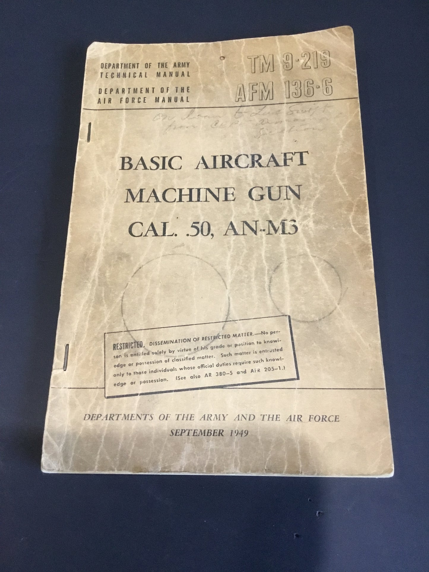 Basic Aircraft Machine Gun Cal.50 AN-M3 1947