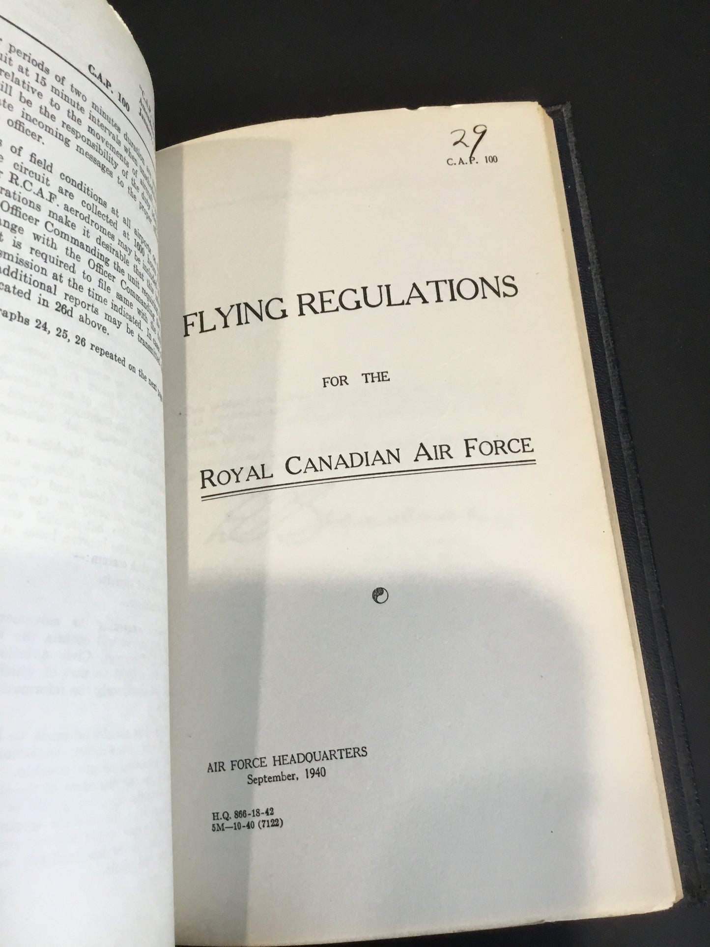 WW11.Flying Regulations for the Royal Canadian Air Force 1940