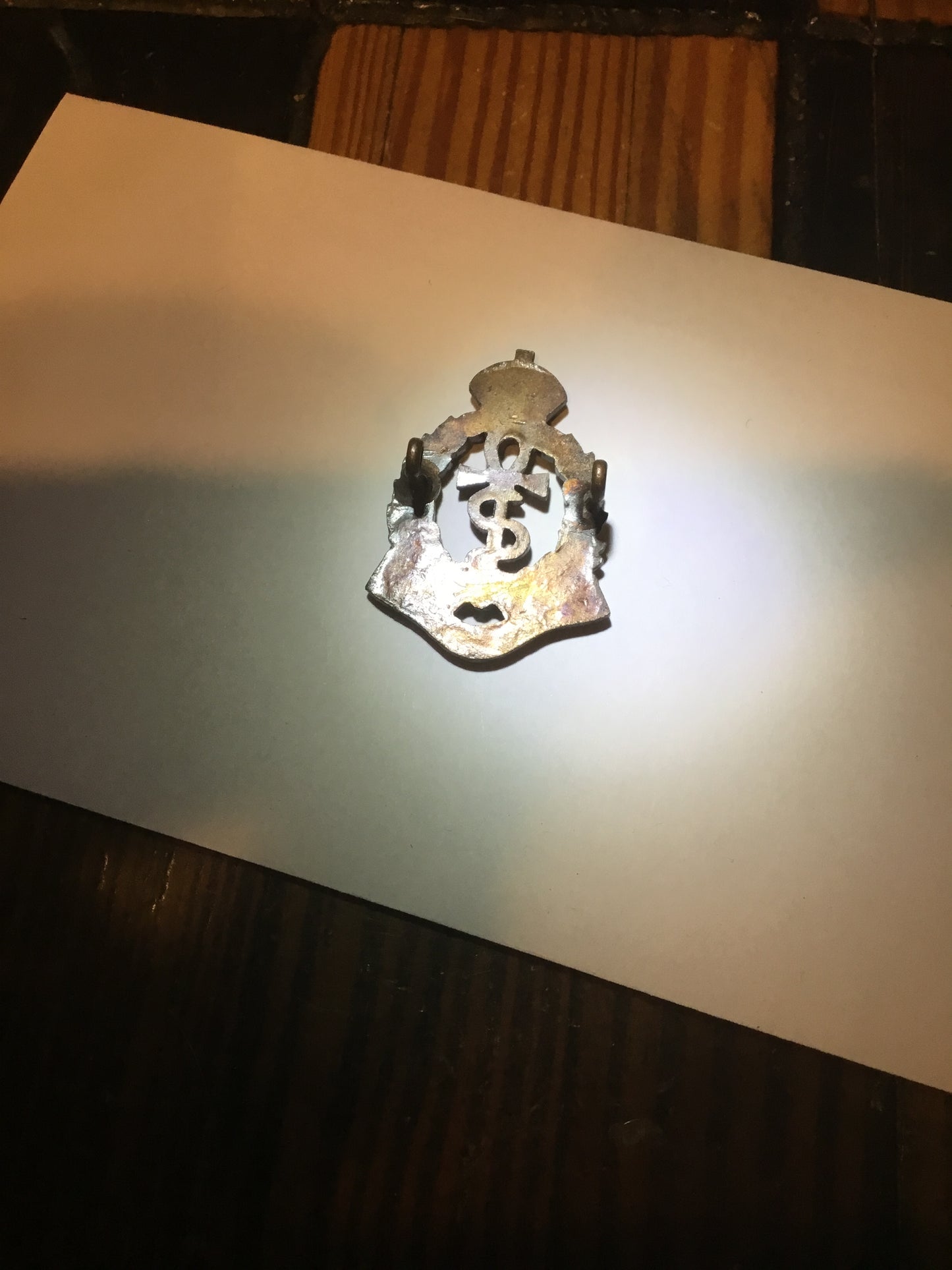 British vintage Royal Air Force medical branch cap badge