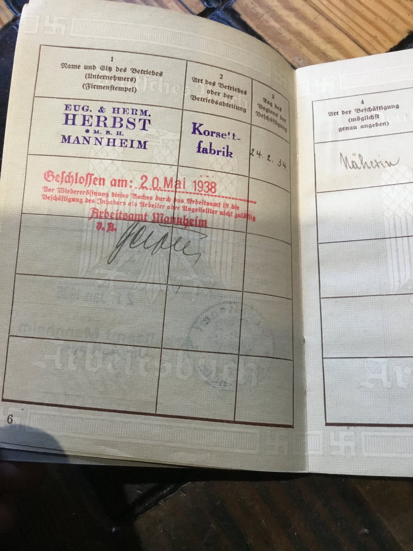 WW2 German Arbeitsbuch Employment Record Book