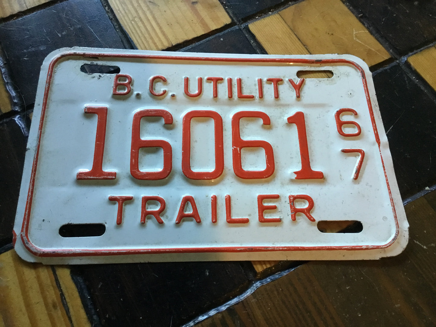 1967 B.C. Utility Trailer License Plate