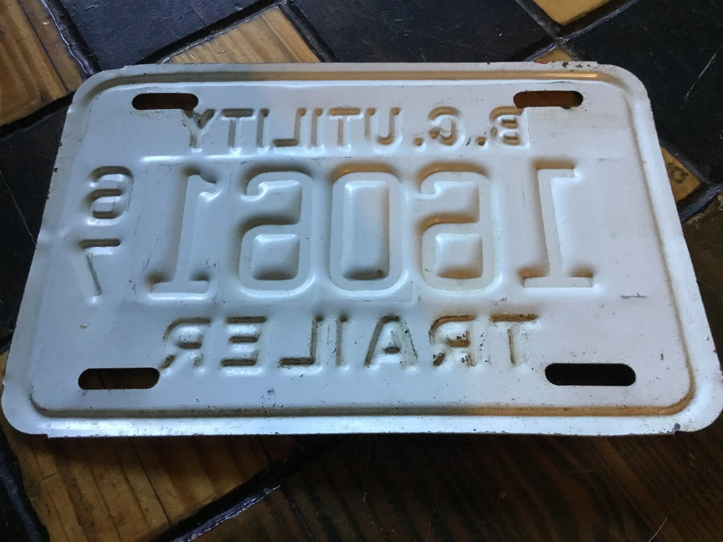1967 B.C. Utility Trailer License Plate