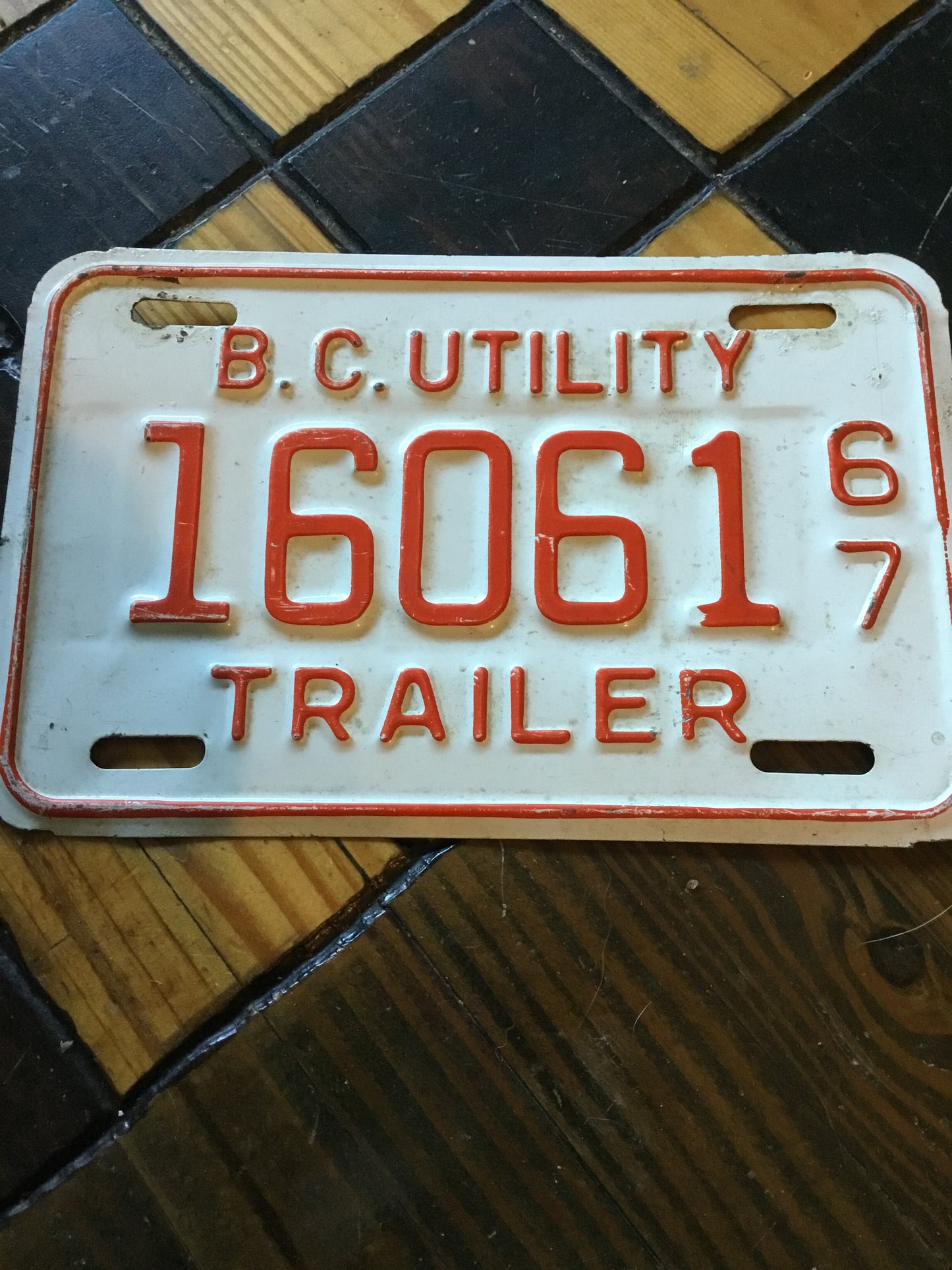 1967 B.C. Utility Trailer License Plate