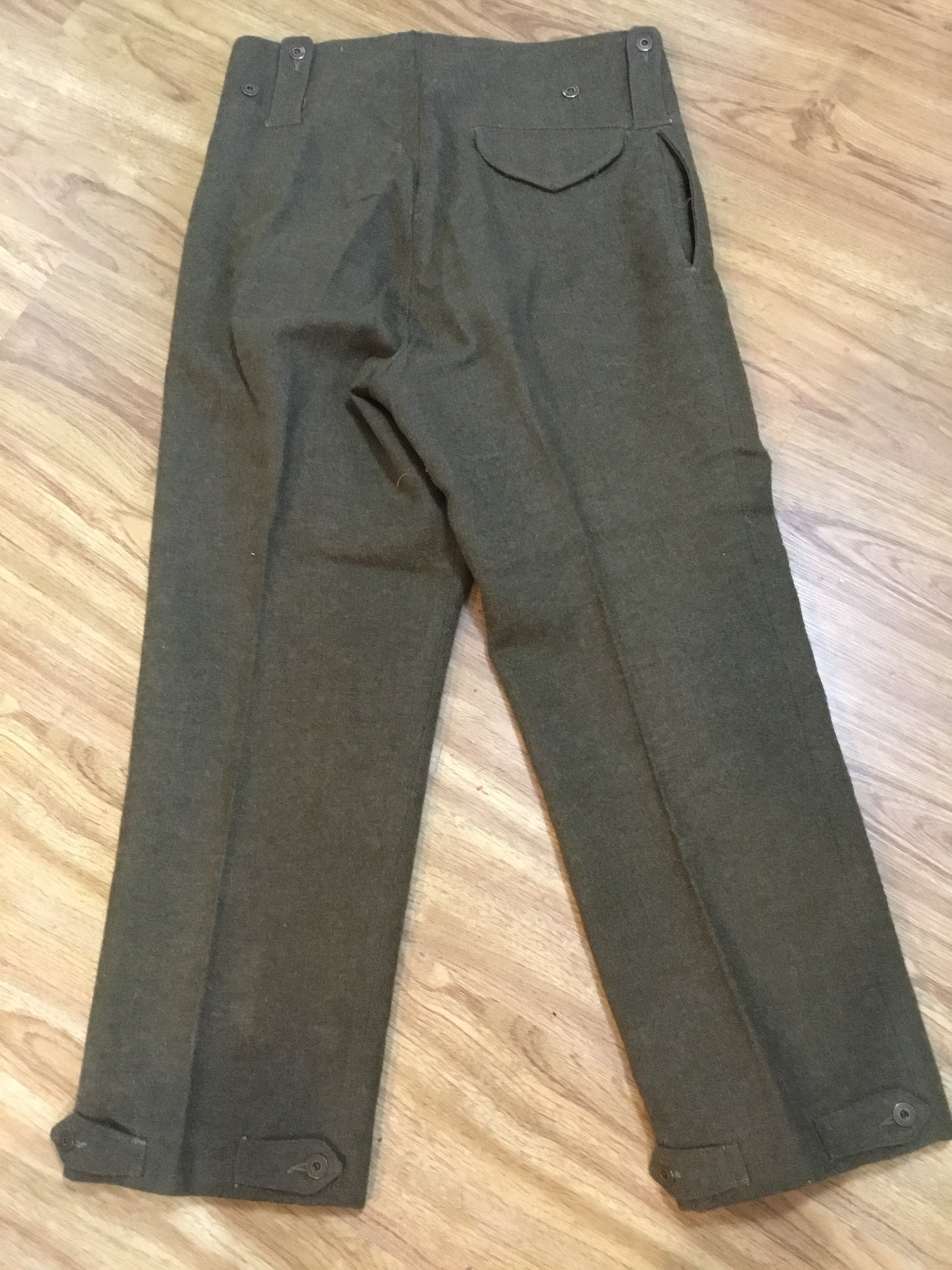 1953 Post War Canadian Wool Battle Dress Pants, up to Waist 34 inches