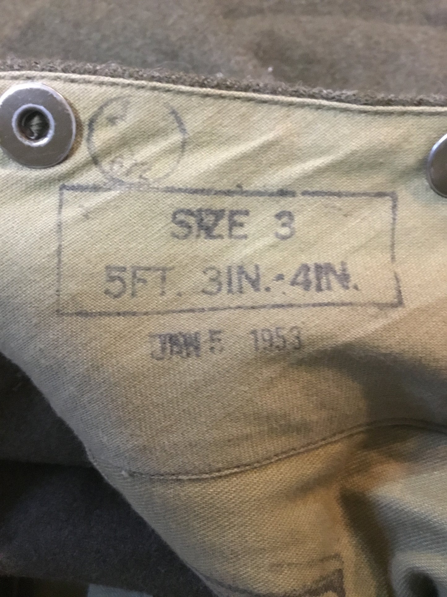 1953 Post War Canadian Wool Battle Dress Pants, up to Waist 34 inches