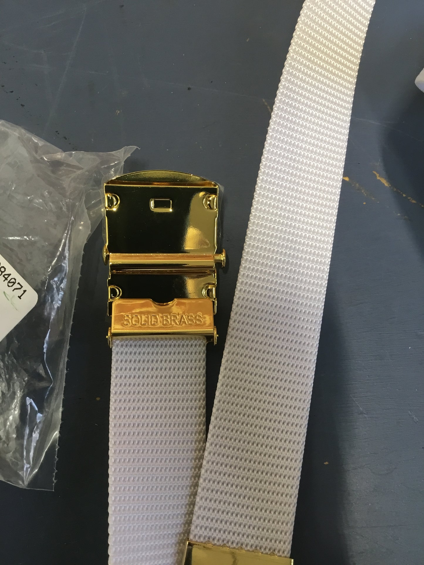 Canadian Military White Dress Belt , Brass Buckle