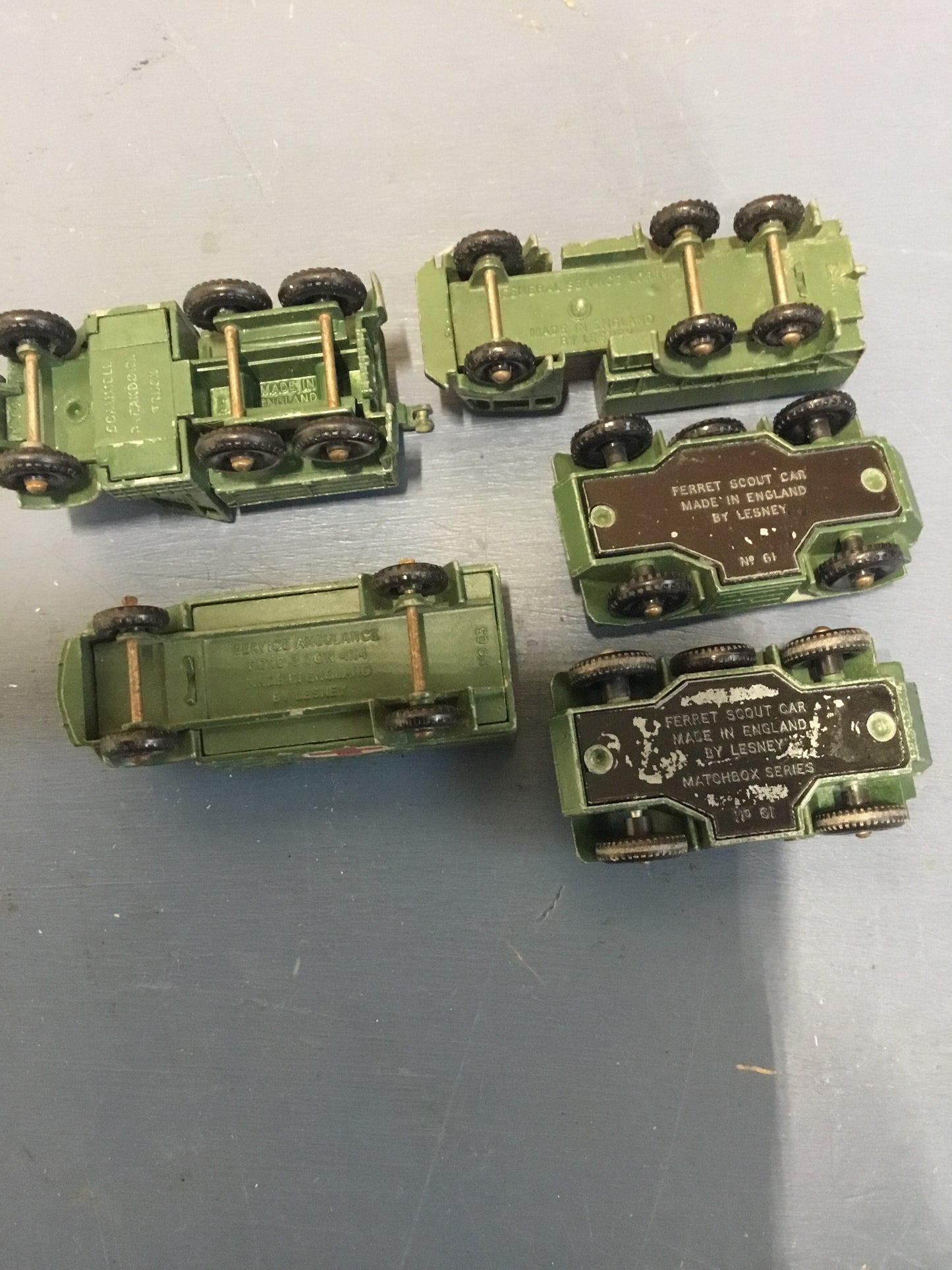 Lot of 5 Lesney Military vehicles Scout Car Ambulance