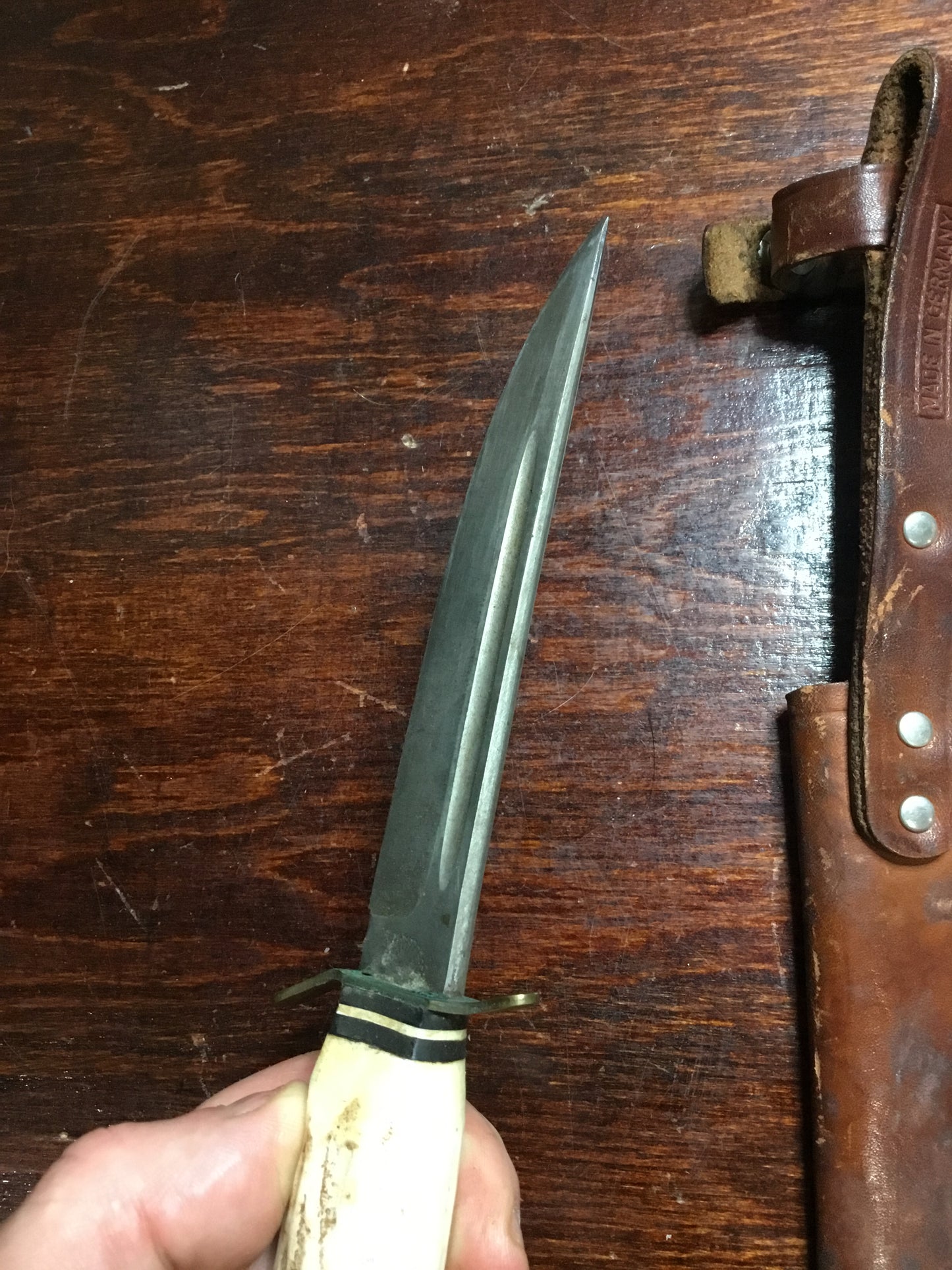 Solingen Germany made Belt Knife Matching Leather Sheath