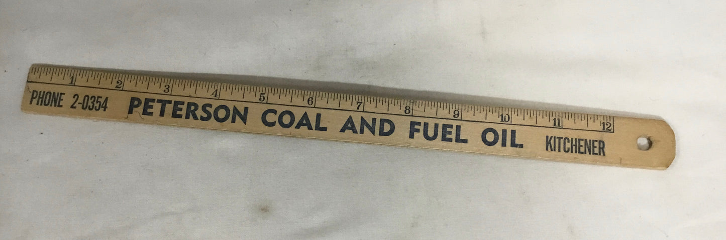 Early Peterson Coal and Fuel Oil ,Kitchener ,Advertising Ruler