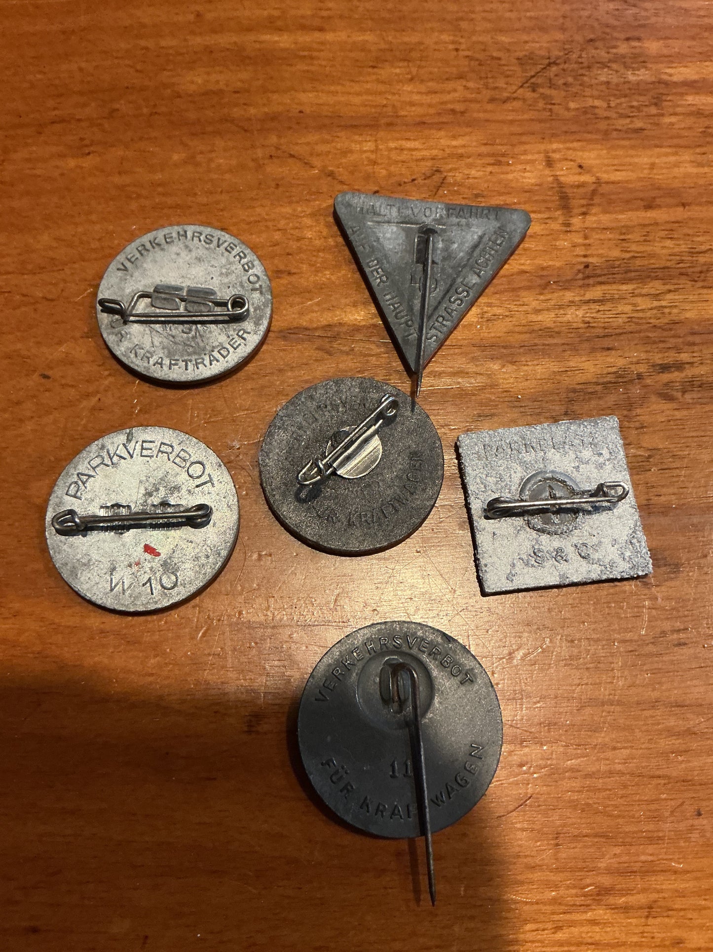 Lot of 6 WW11 German WHW Traffic Signs Tinnies , all in original condition .