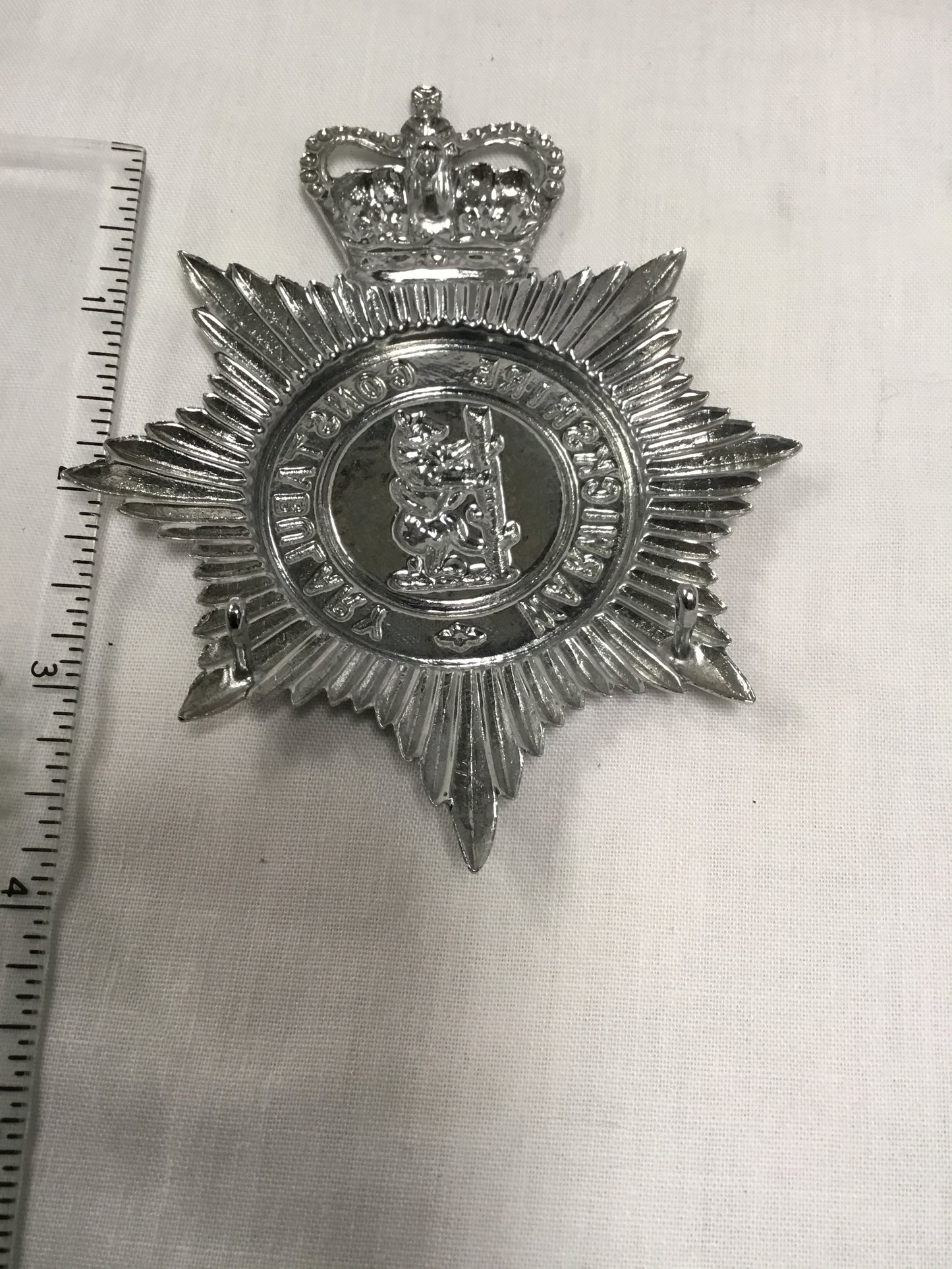 Warwickshire Constabulary Police Helmet plate/ Badge