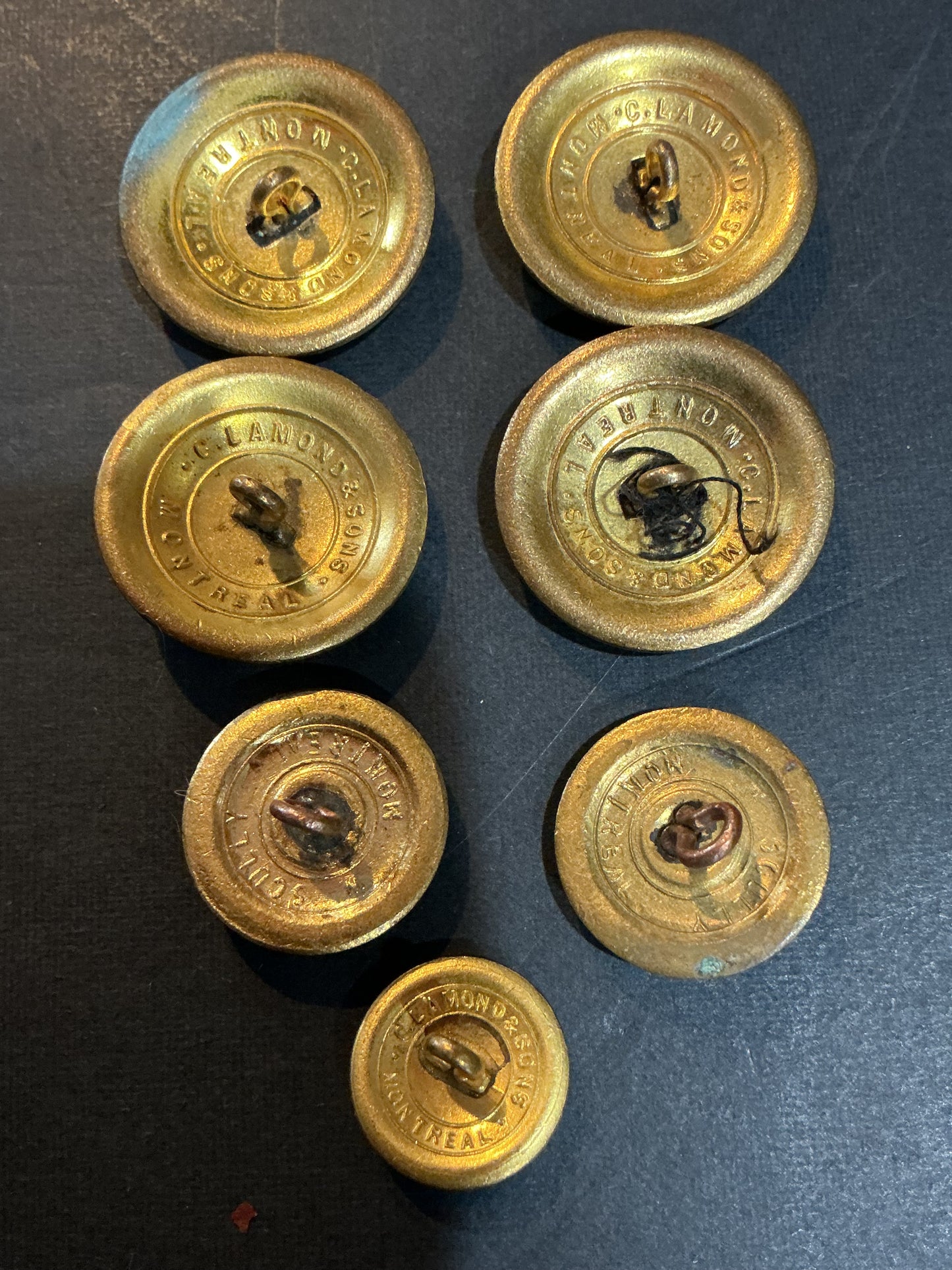 Lot of 7 Canadian Customs Medal Buttons