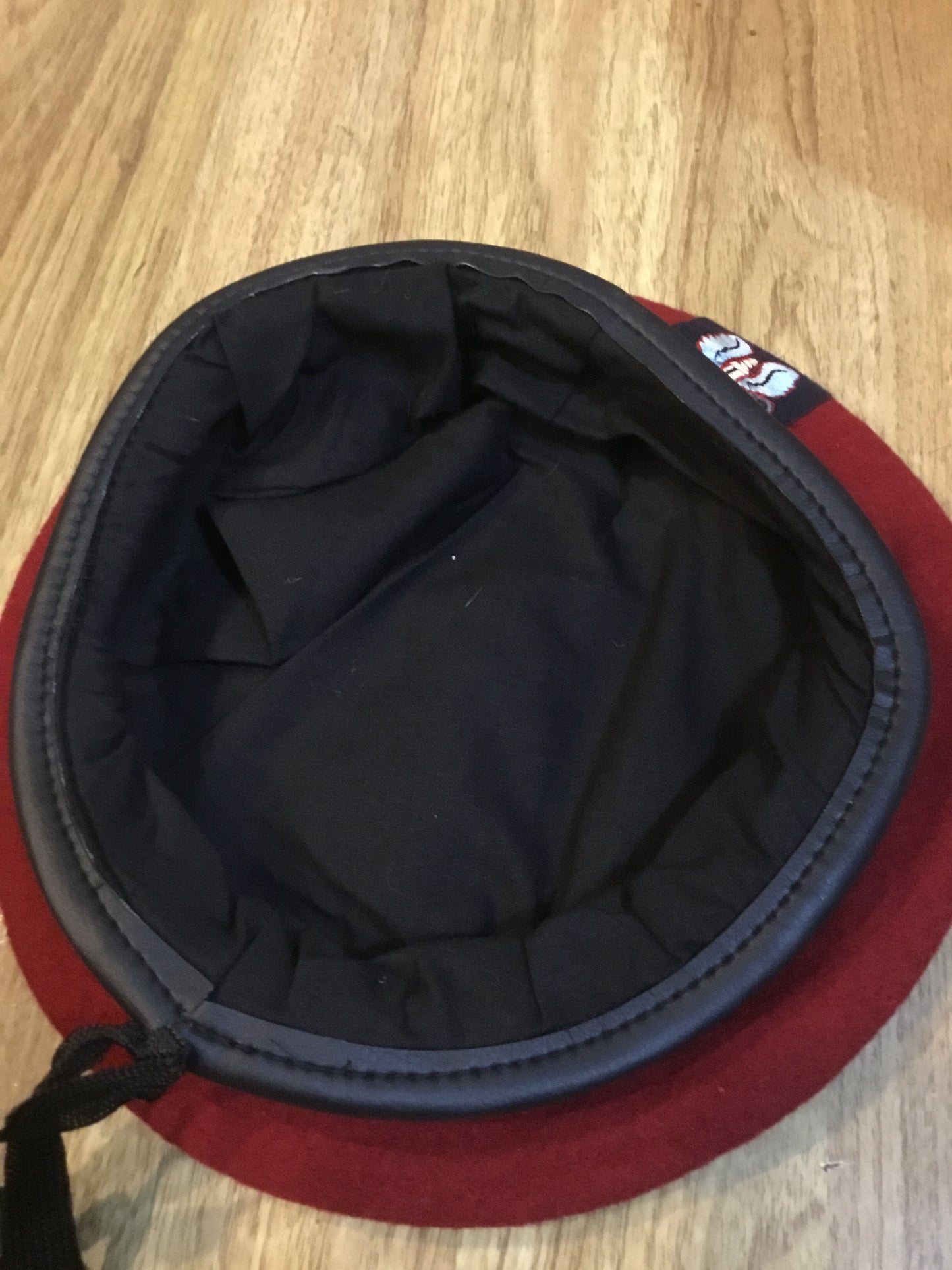 Military style beret with SAS embroidered badge.