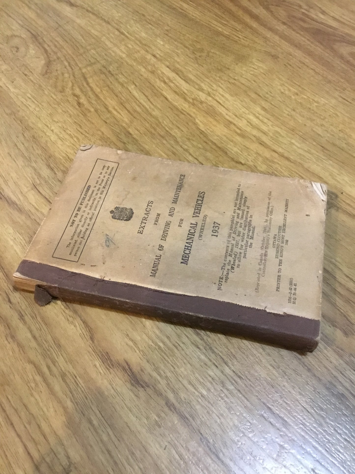 WW11 1937Manual of Driving and Maintenance Mechanical Vehicles