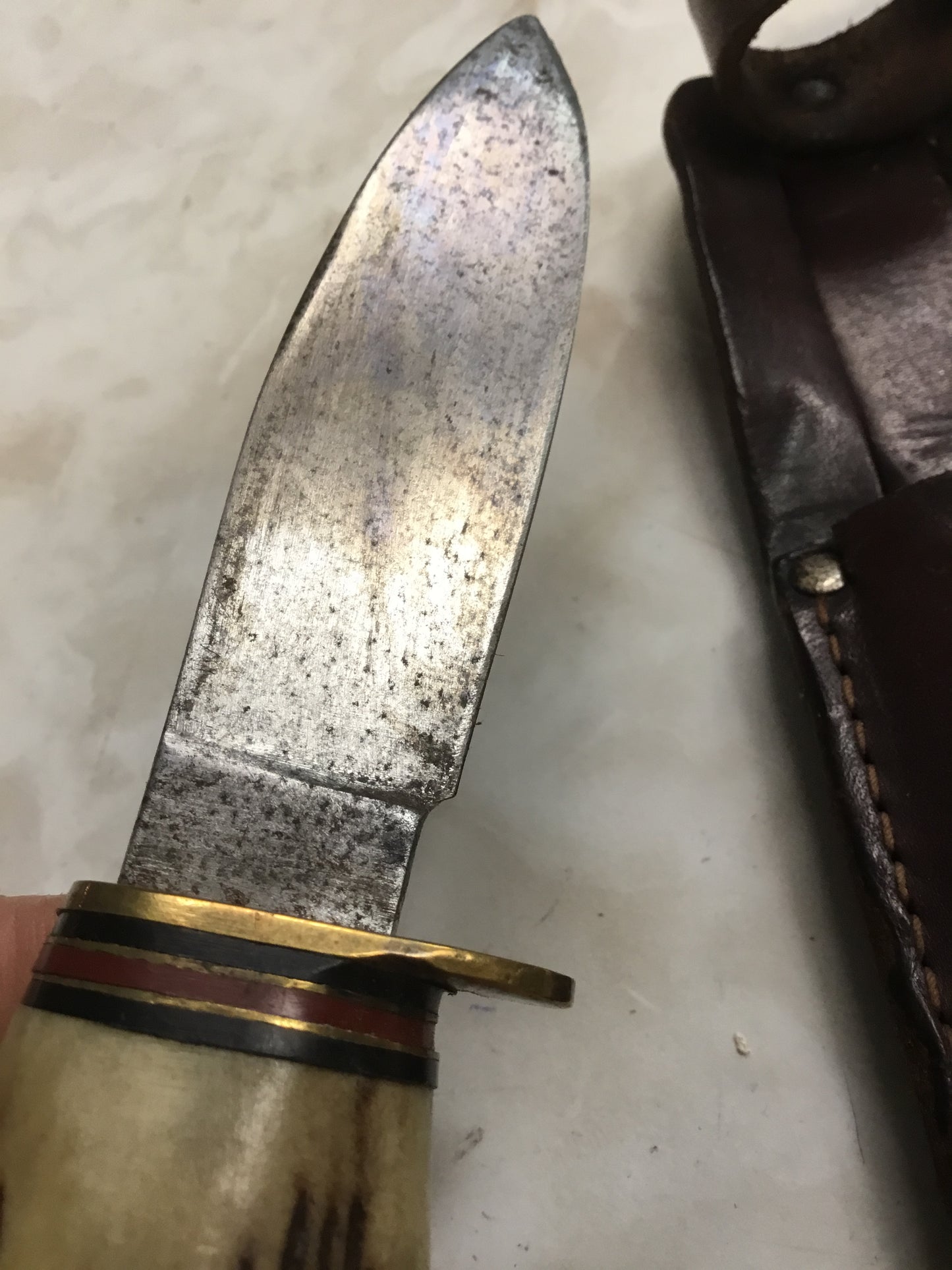 Early Fixed Scout Knife Bone Handle and Sheath