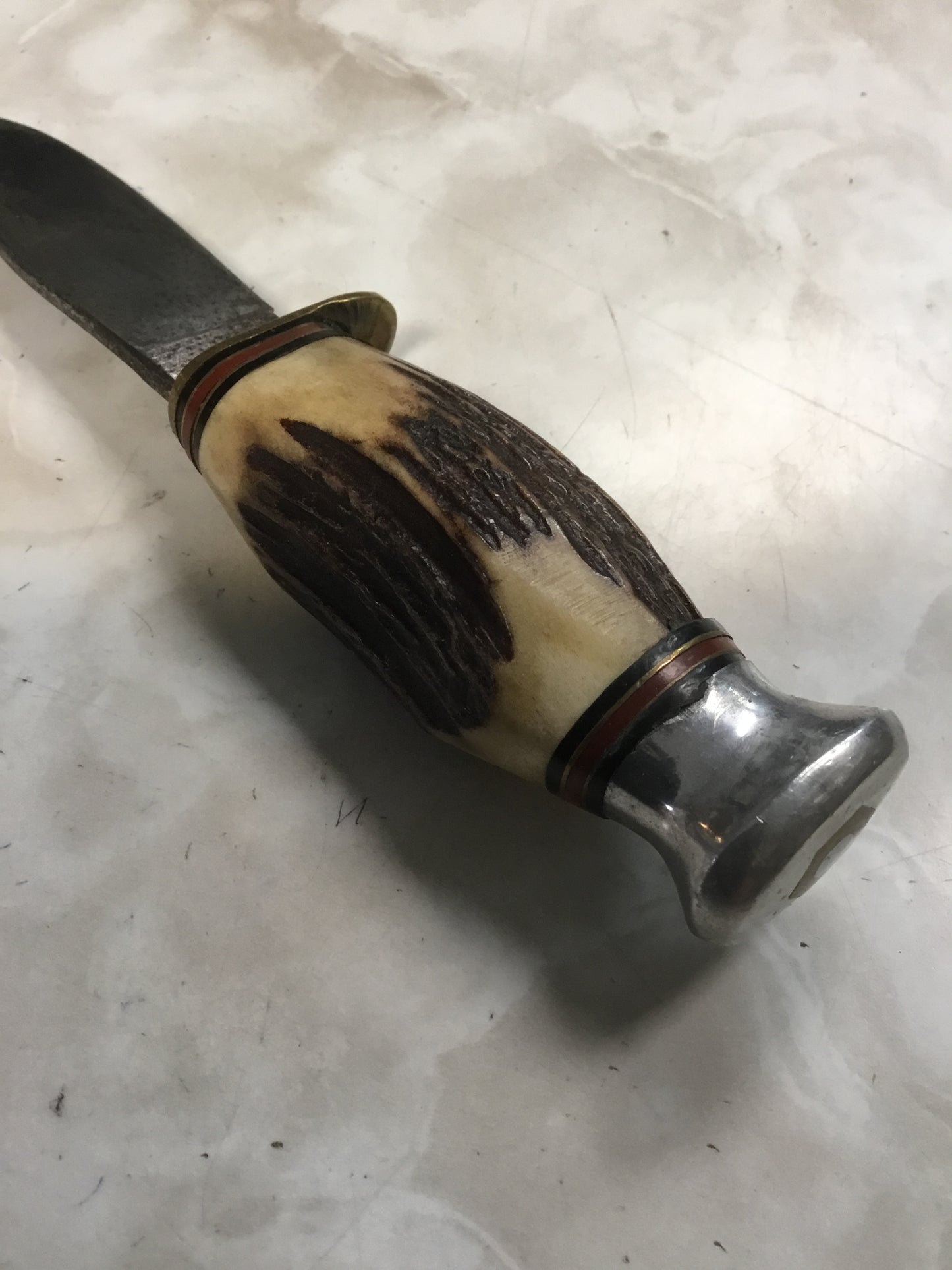 Early Fixed Scout Knife Bone Handle and Sheath
