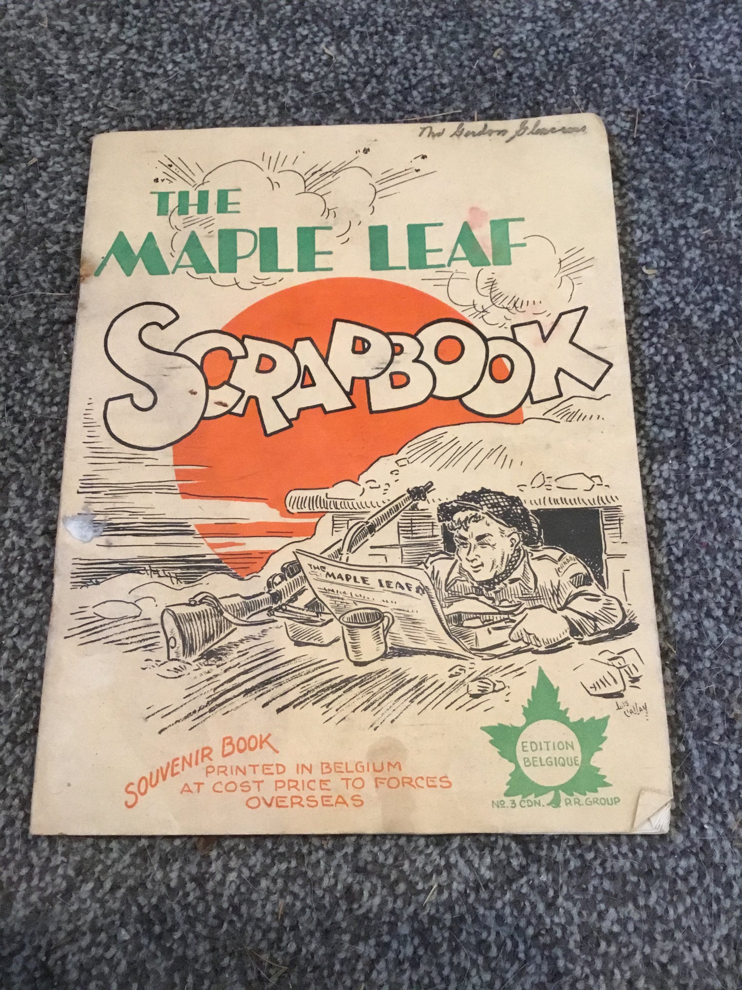 WW11 Magazine The Maple Leaf Scrapbook. Measures 7 1/2″ x 9 1/2″ and contains approximately 40 pages