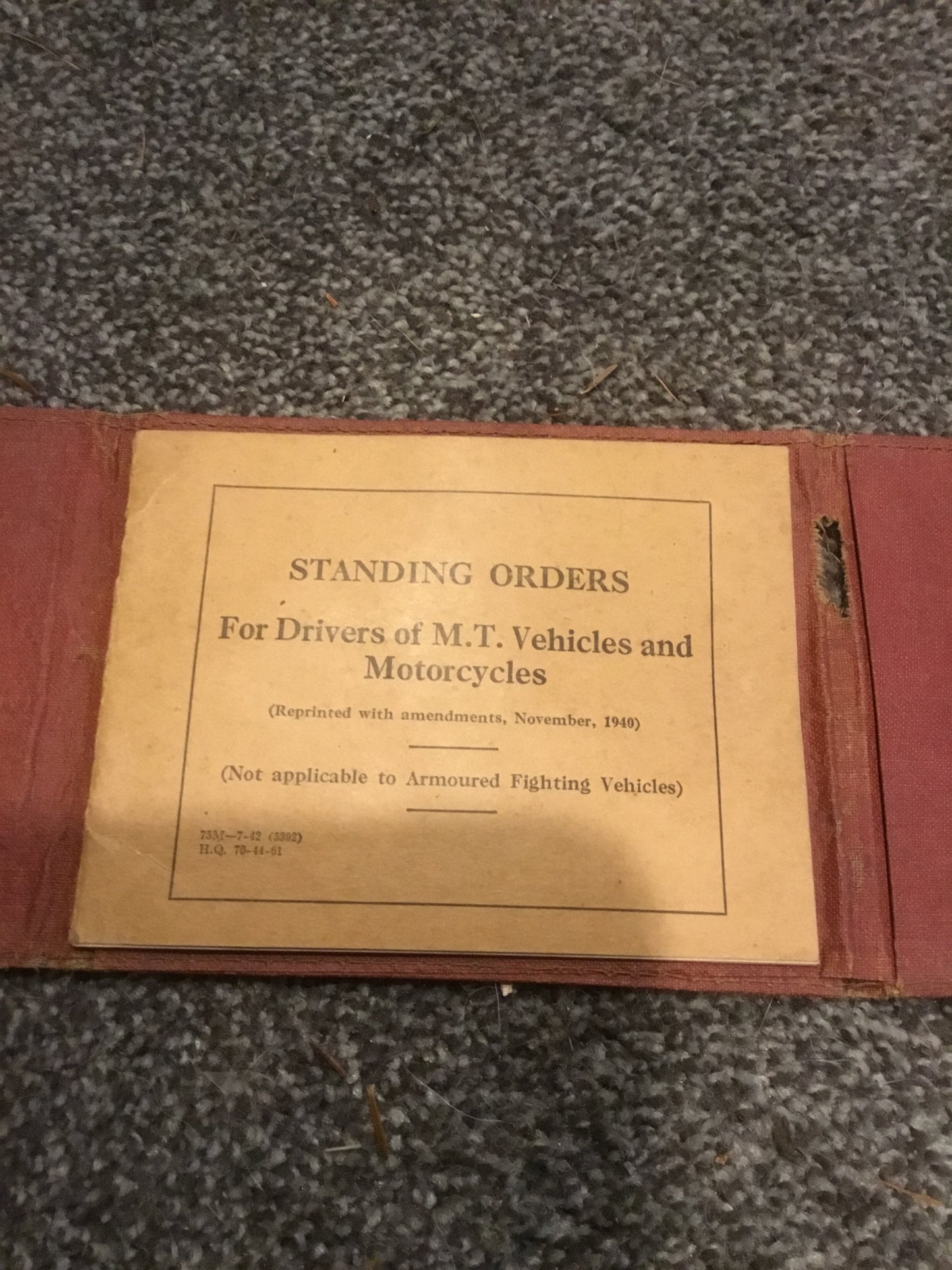 WW11 Standing Orders; For Drivers of M. T. Vehicles and Motorcycles