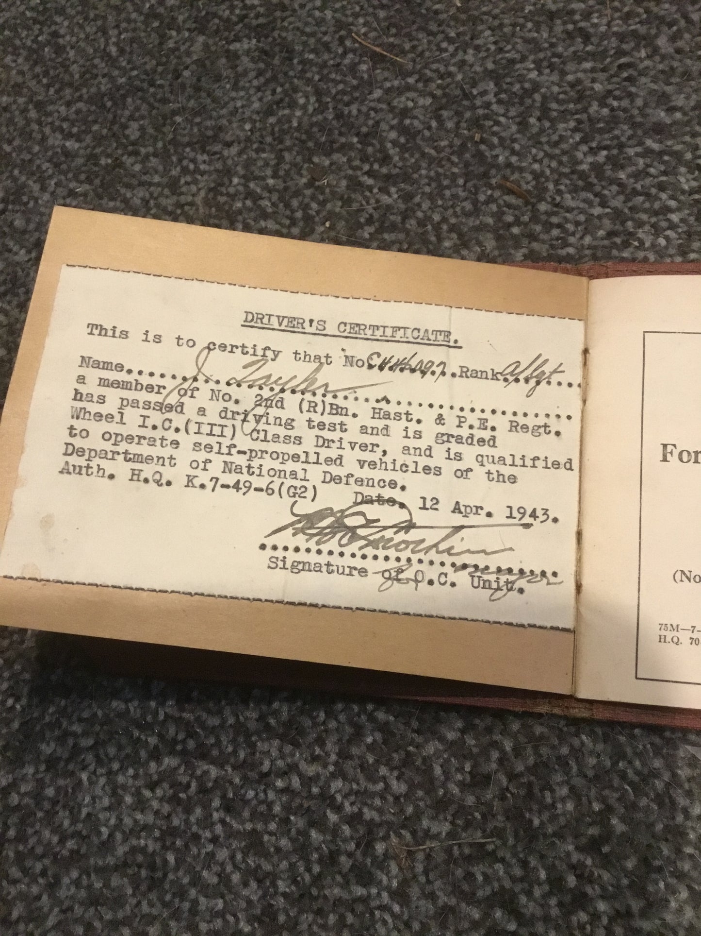WW11 Standing Orders; For Drivers of M. T. Vehicles and Motorcycles