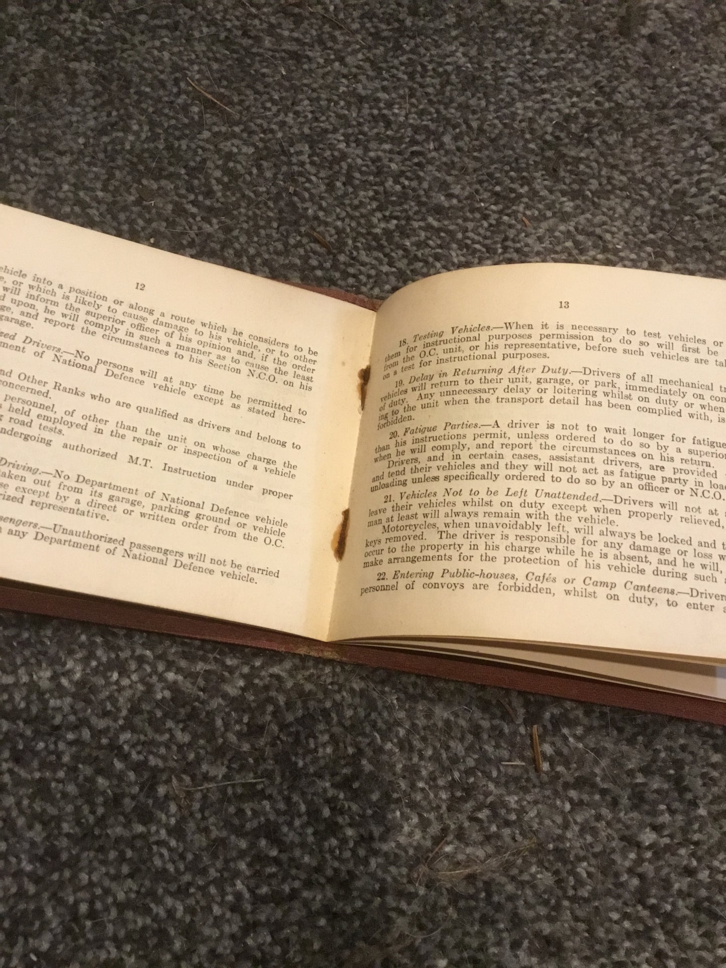 WW11 Standing Orders; For Drivers of M. T. Vehicles and Motorcycles
