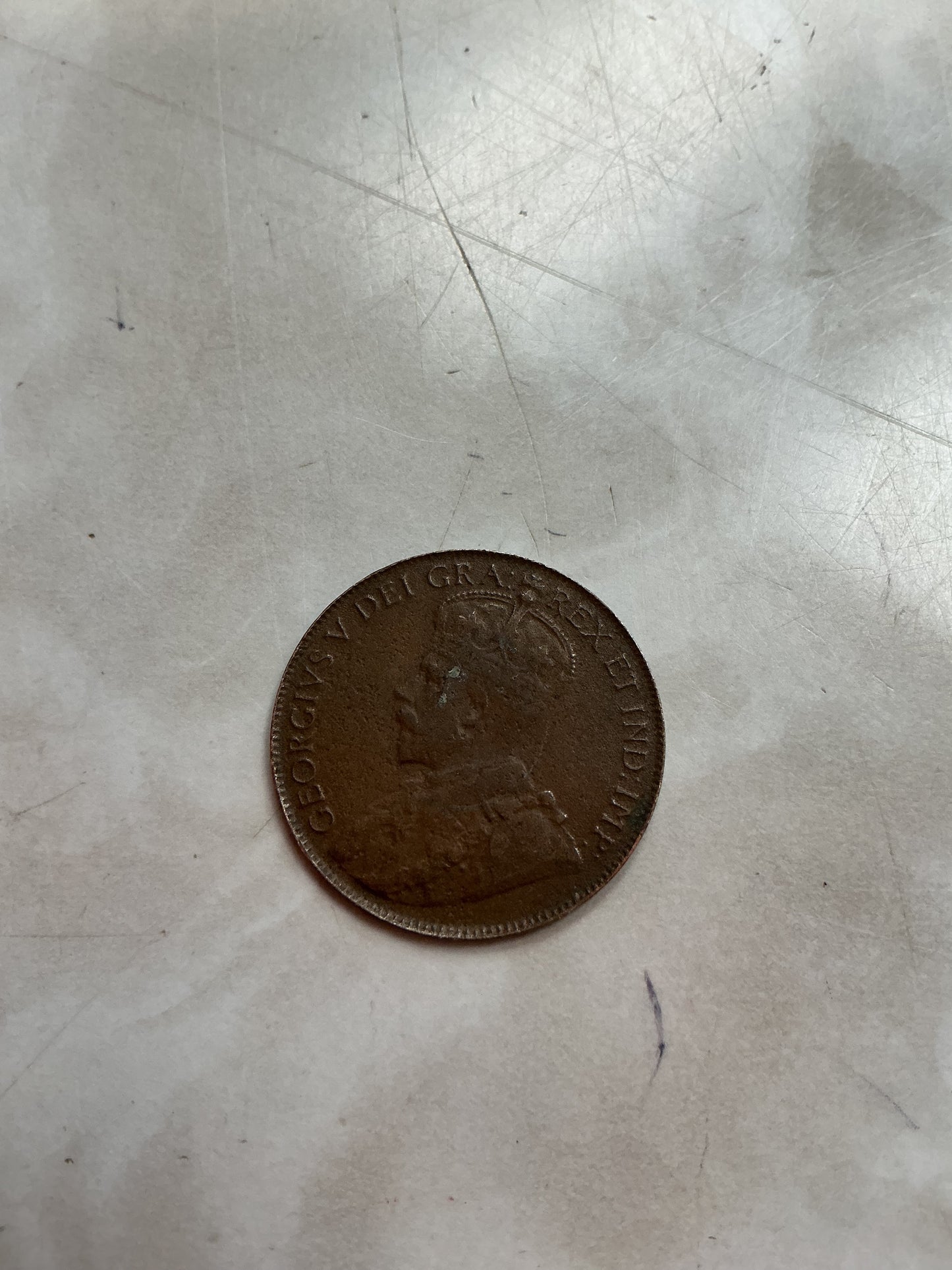 1913 Canada One 1 Cent George V Large Penny Coin. Ungraded .