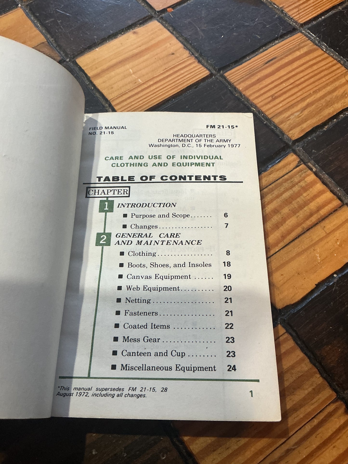 1977 U.S FM 21-15 Manual, Care and Use of Individual Clothing and Equipment