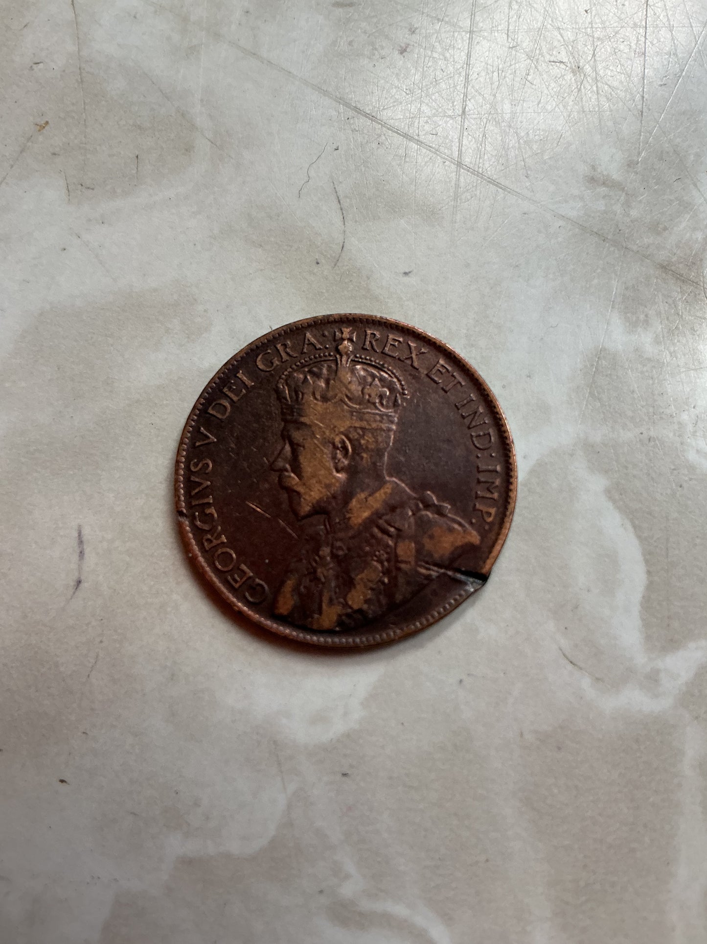 1919 Canada One 1 Cent George V Large Penny Coin. Ungraded .