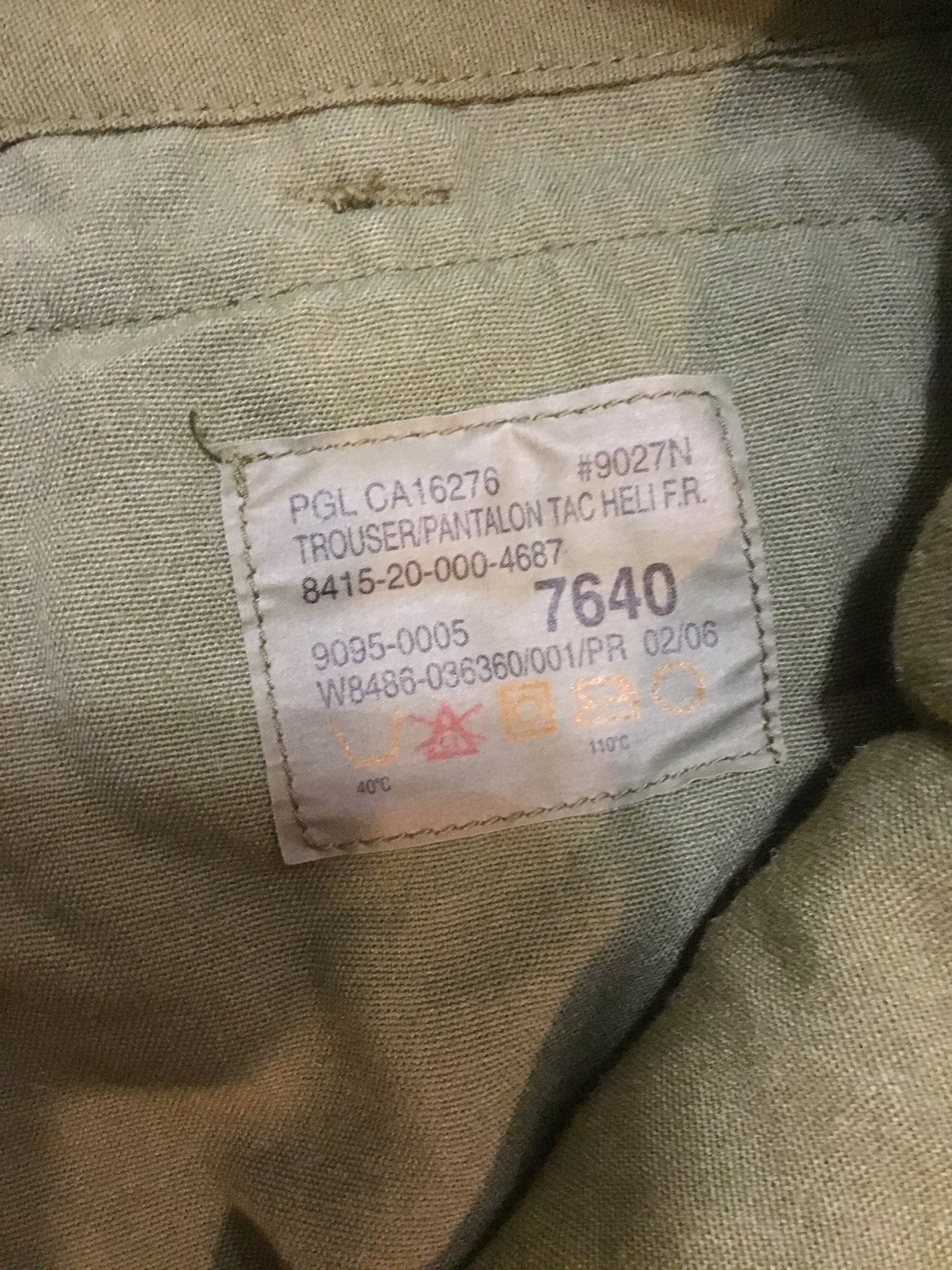 Canadian forces Helicopter Crew Pants, Military Size is 76/40 or large Tall