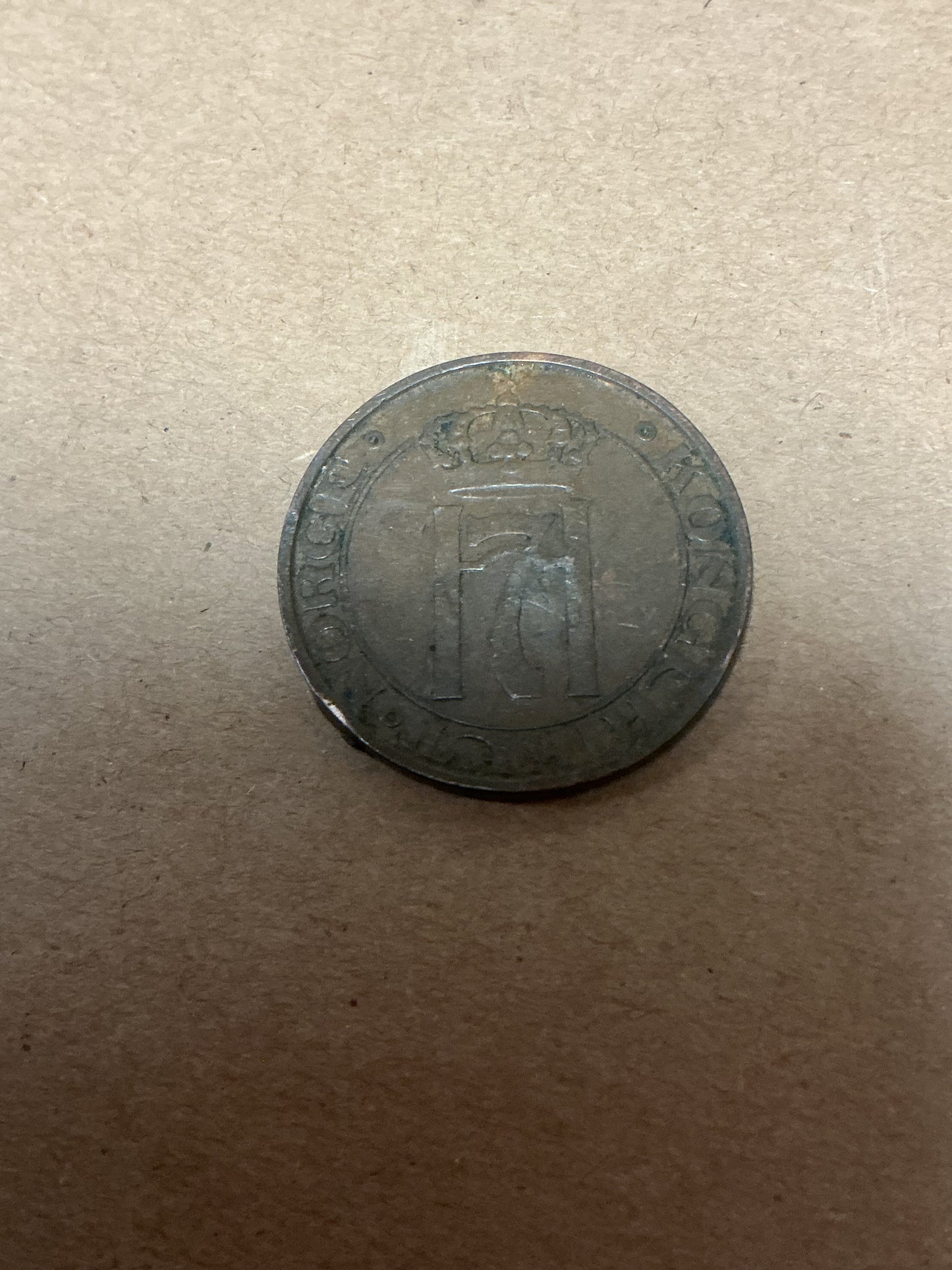 1938 Norway 5 Ore Coin