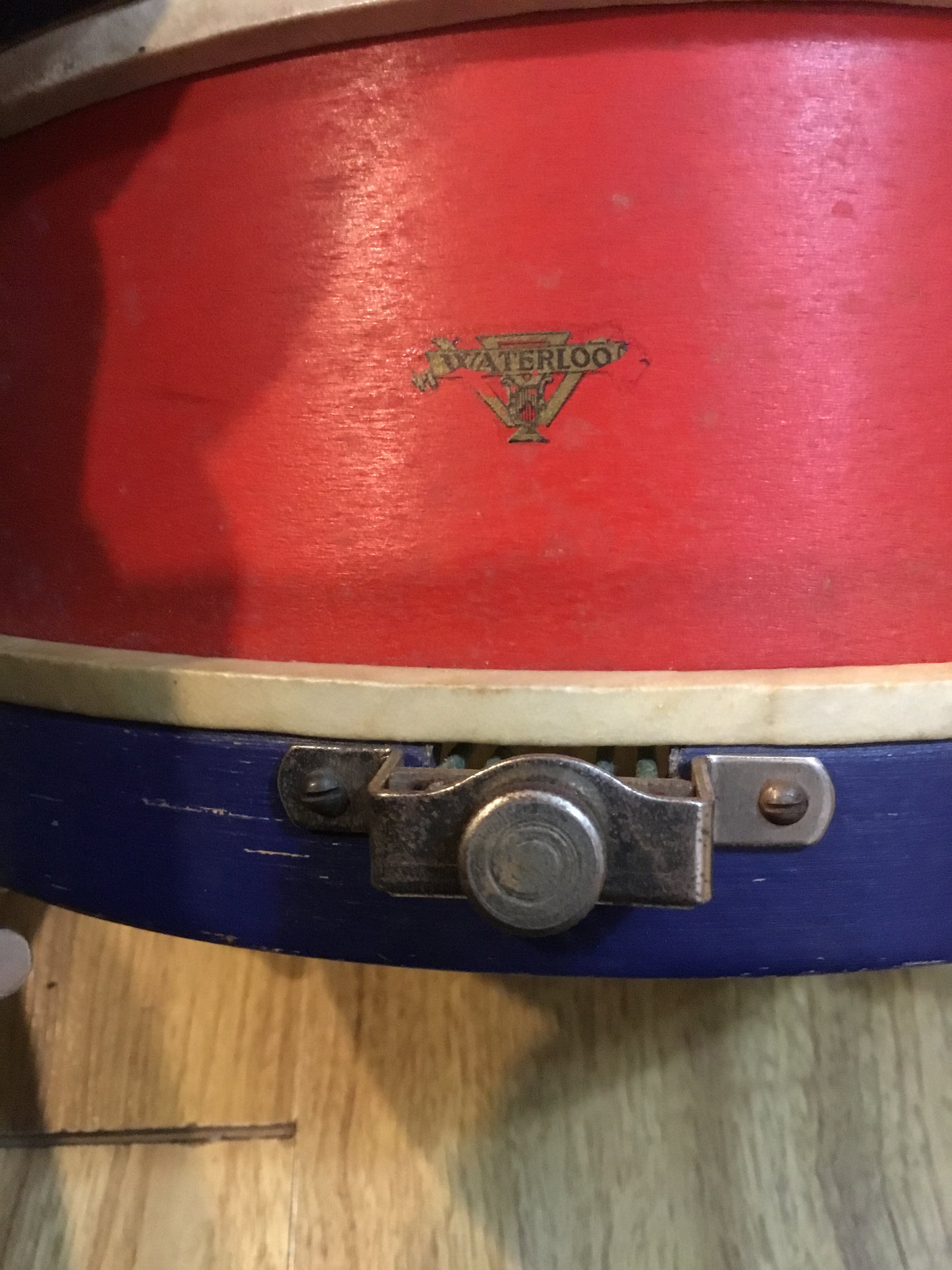 Vintage snare Drum , made with wood , Stamped Waterloo
