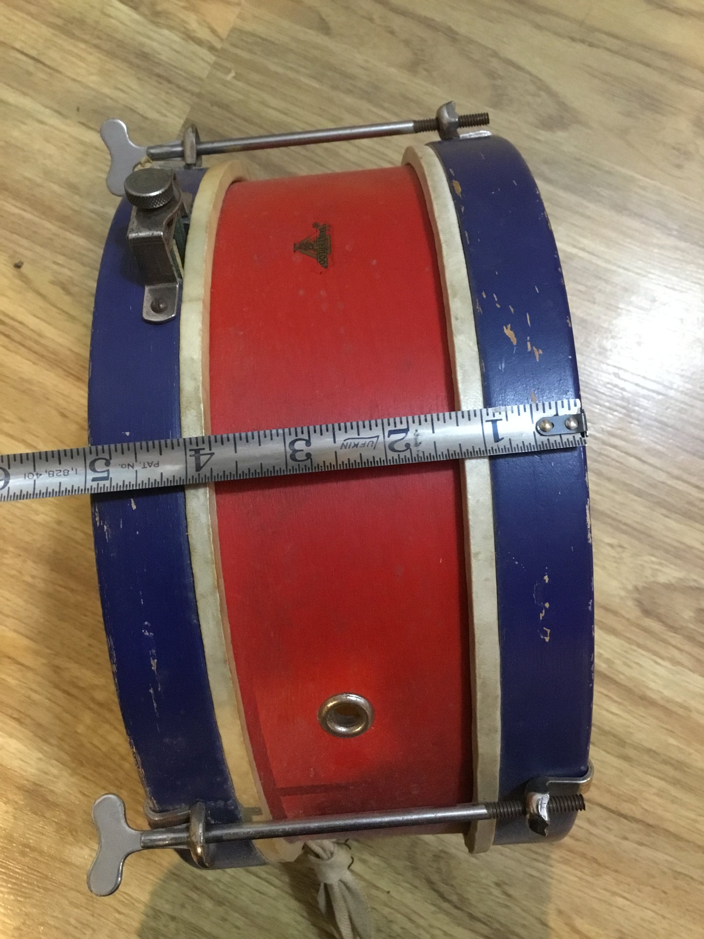 Vintage snare Drum , made with wood , Stamped Waterloo