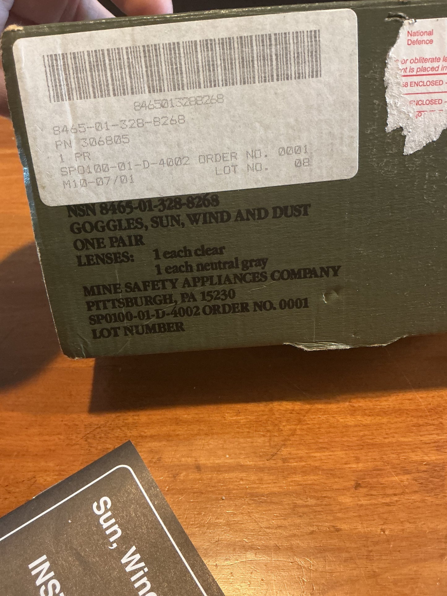 NOS Military Wind and Dust Goggles