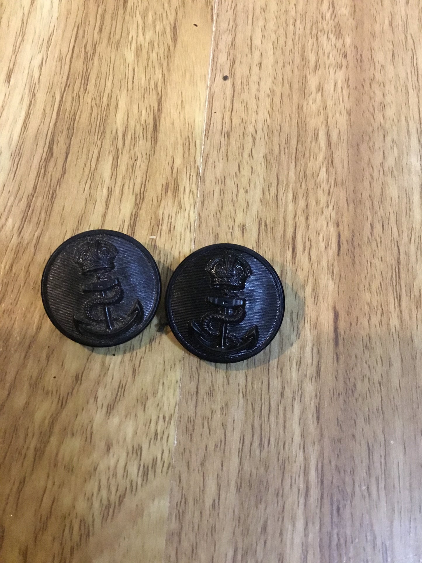 2 British Royal Navy Bakelite Buttons , large size