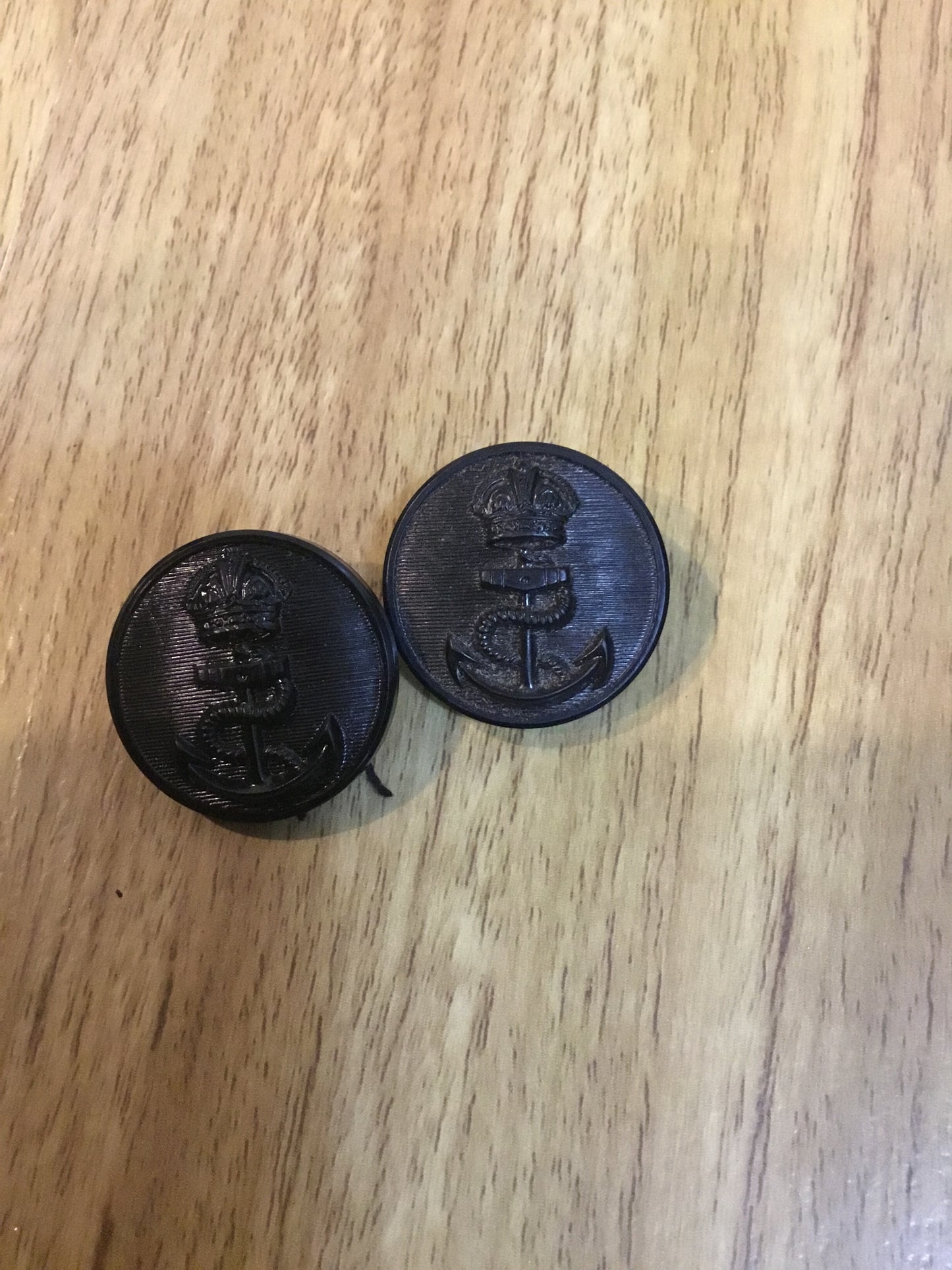 2 British Royal Navy Bakelite Buttons , large size