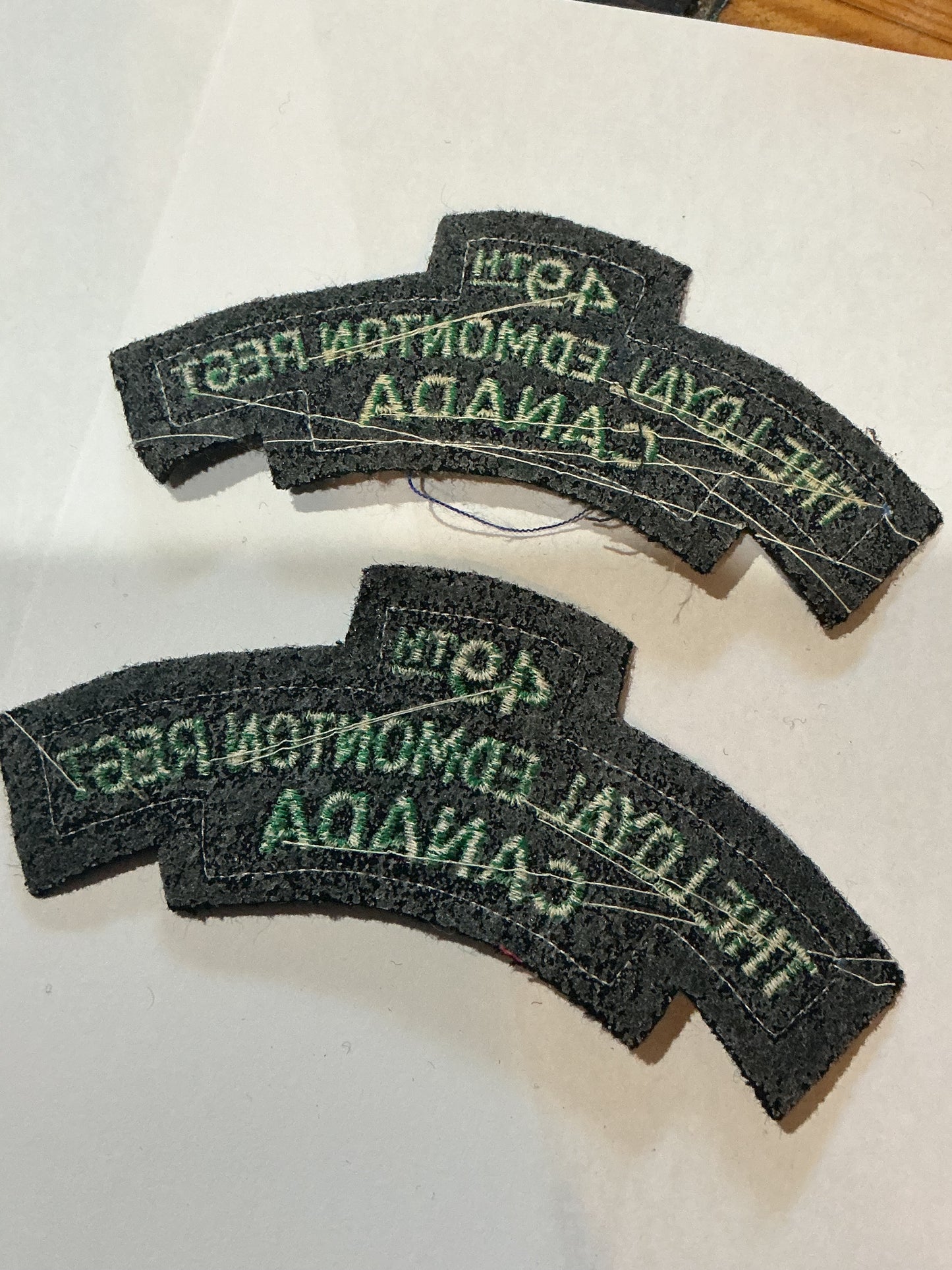 Pair Canadian 49th Edmonton Regiment Shoulder Flashes