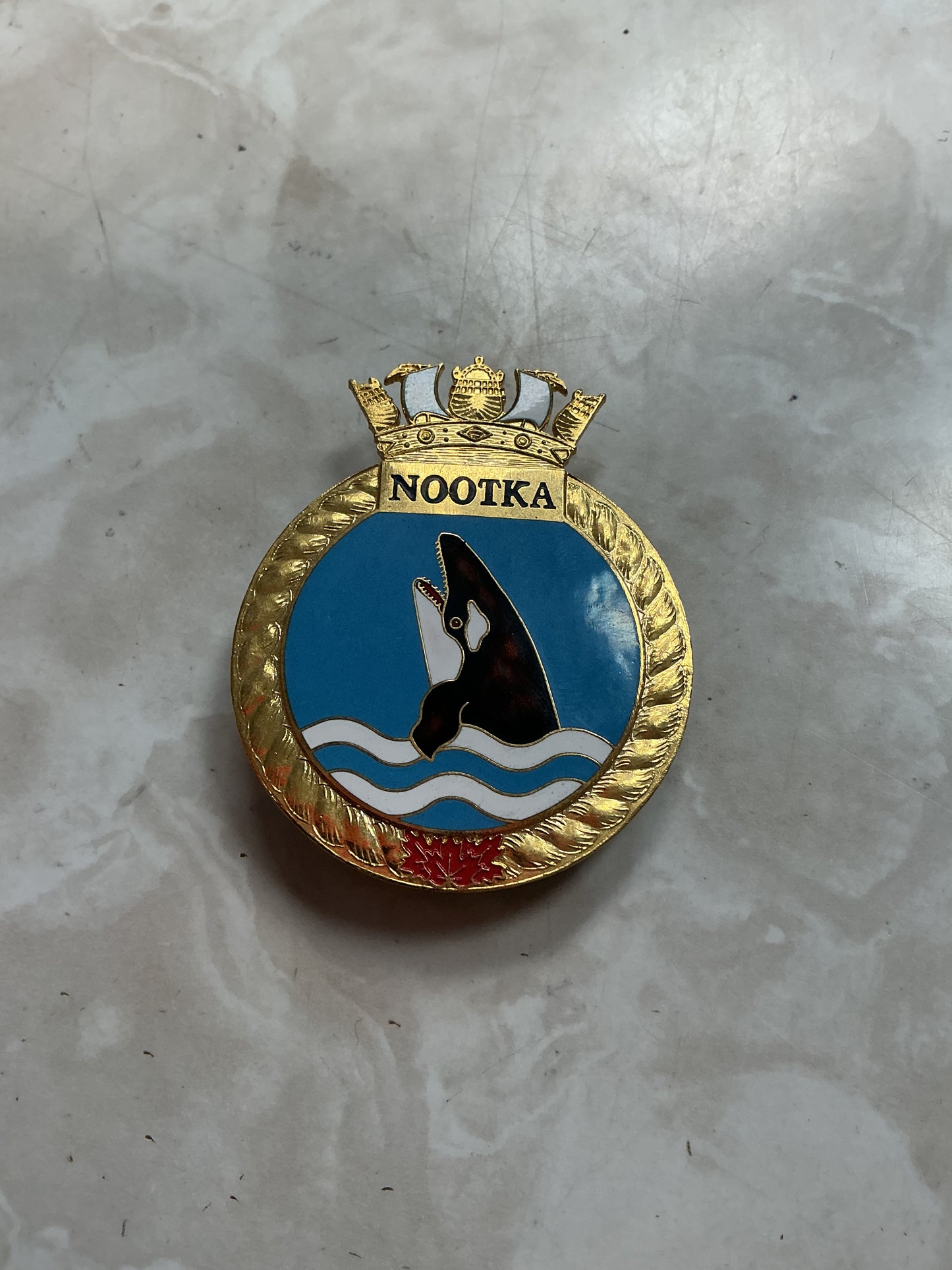 Royal Canadian Navy HMCS NOOTKA DESTROYER MEDAL BADGE .