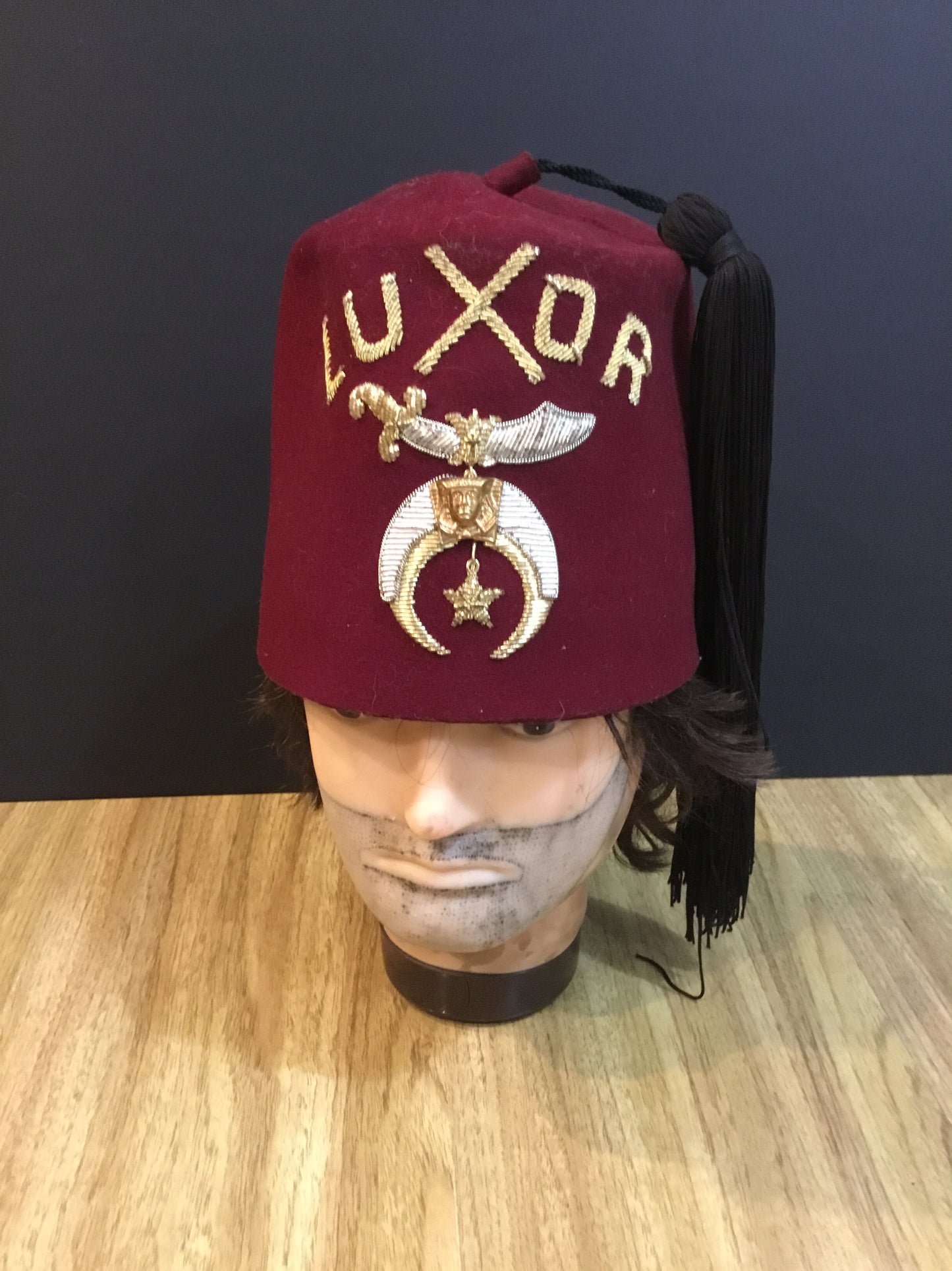 Vintage Shrine Fez Hat with Gold bullion Thread , Luxor