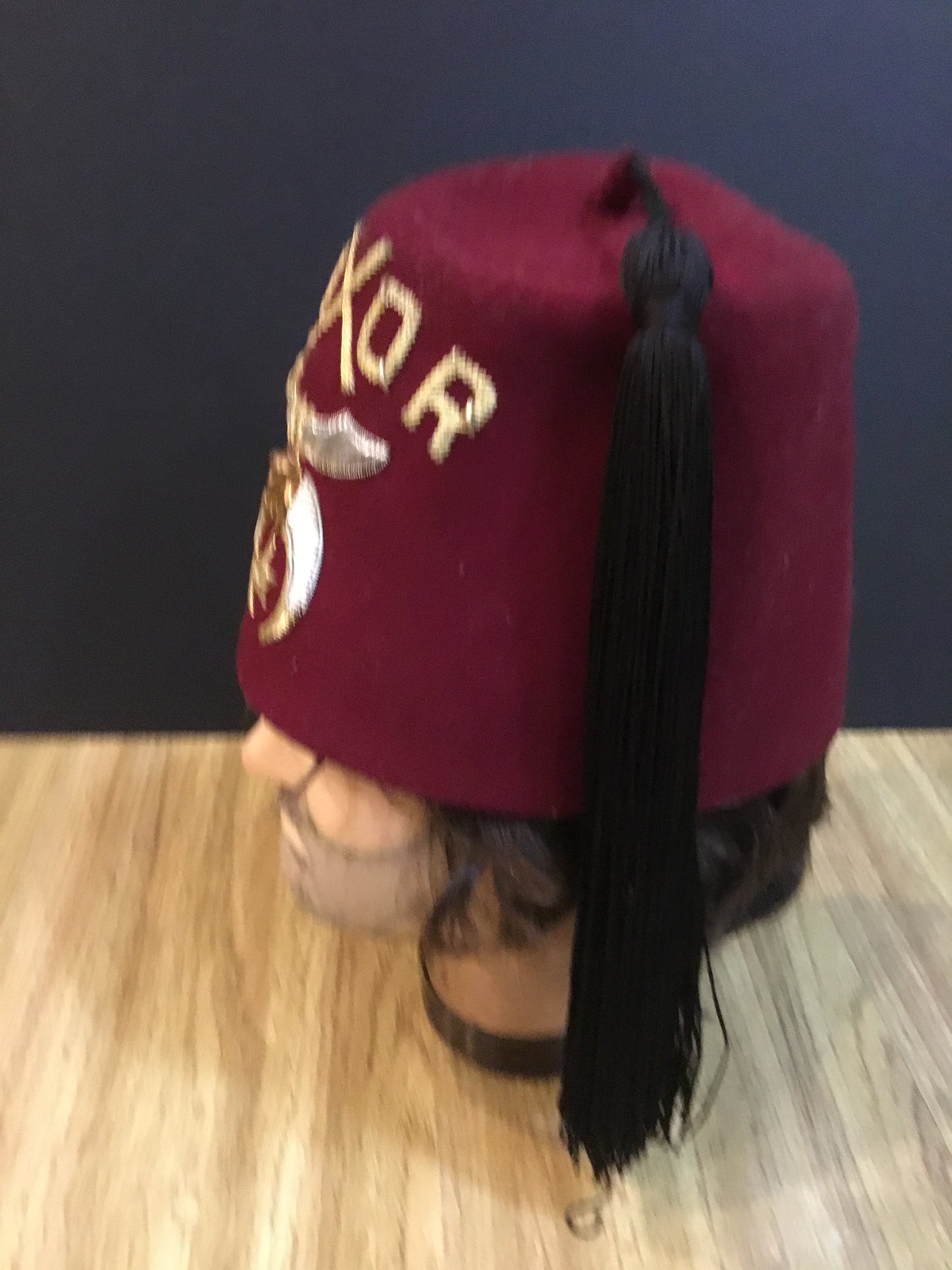 Vintage Shrine Fez Hat with Gold bullion Thread , Luxor